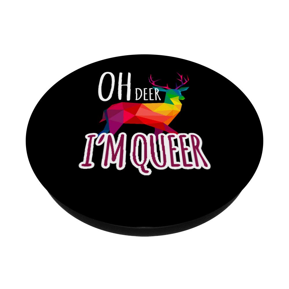 LGBT Pride Shirt - Gay & Lesbian March Graphic Tee - 'Oh Deer I'm Queer' Design - Swappable PopGrip for Popsockets | Perfect for Pride Parades, LGBTQ+ Events & Everyday Wear
