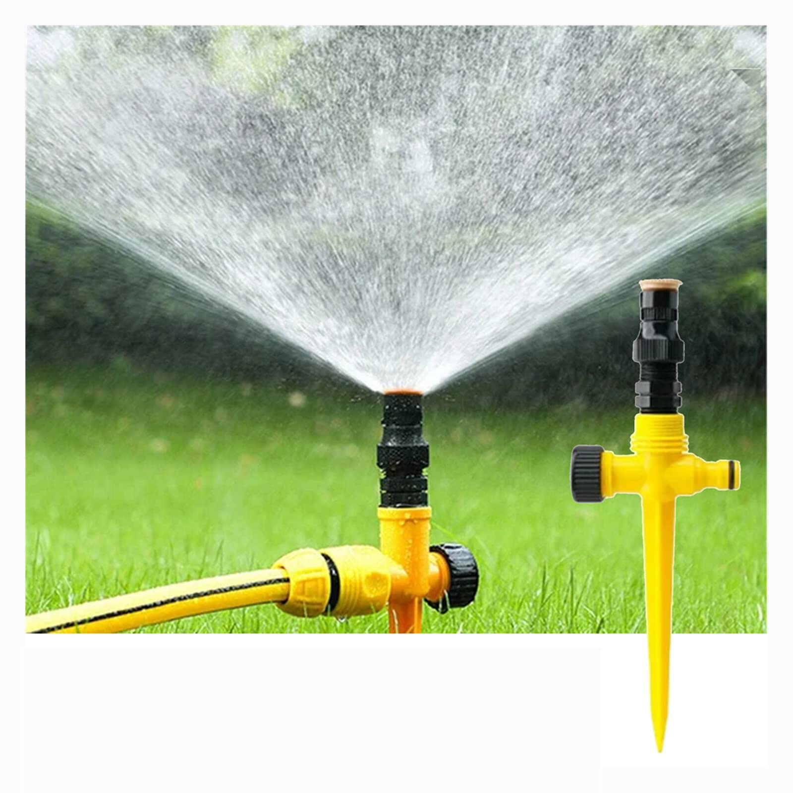 360° Rotating Automatic Lawn Sprinkler - Adjustable 90°-180°-360° with 3 Speed Settings - Garden Hose Sprinkler for Yard, Grass & Patio Irrigation - Perfect for Watering Lawns, Flower Beds & Outdoor Plants (1PC)