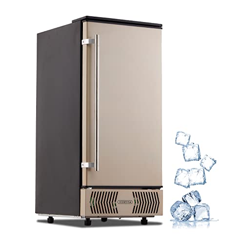 Kognita Commercial Ice Maker Machine - 80lbs Daily Output, 25lbs Storage Capacity, Reversible Door, 24H Timer - Built-in or Freestanding for Restaurants, Bars, Offices (Champagne)