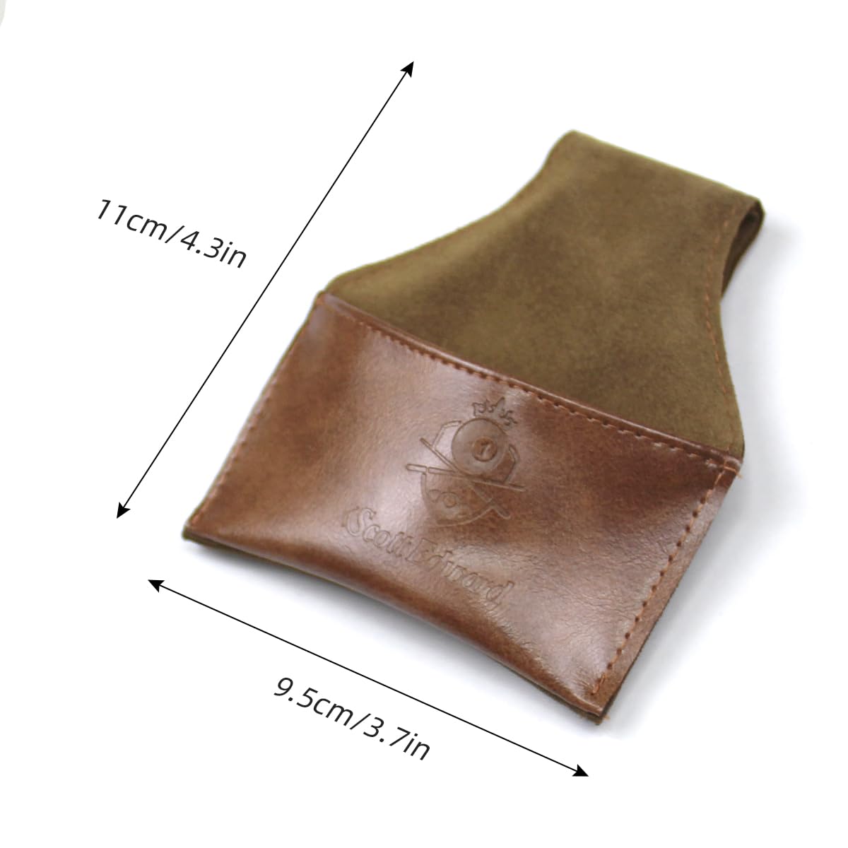 Premium PU Leather Pool Cue Chalk Holder with Clip - Scott Edward Billiard Accessories (Black/Brown) | Portable Snooker Chalk Pouch for Professional & Home Game Use