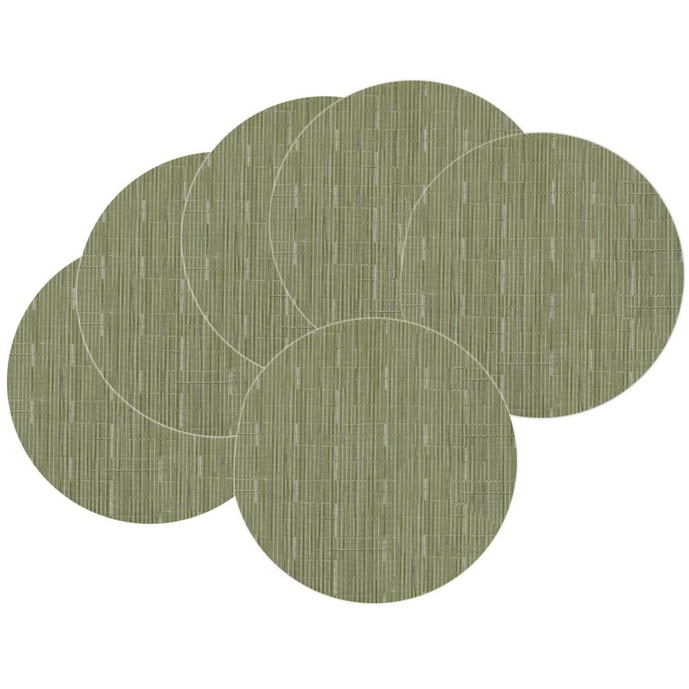 6-Pack Round Woven Placemats - 13.8 Inch Non-Slip Washable Table Mats for Christmas, Home, Wedding & Party Decor (Green) | Perfect for Dining Tables, Kitchen Countertops & Holiday Gatherings