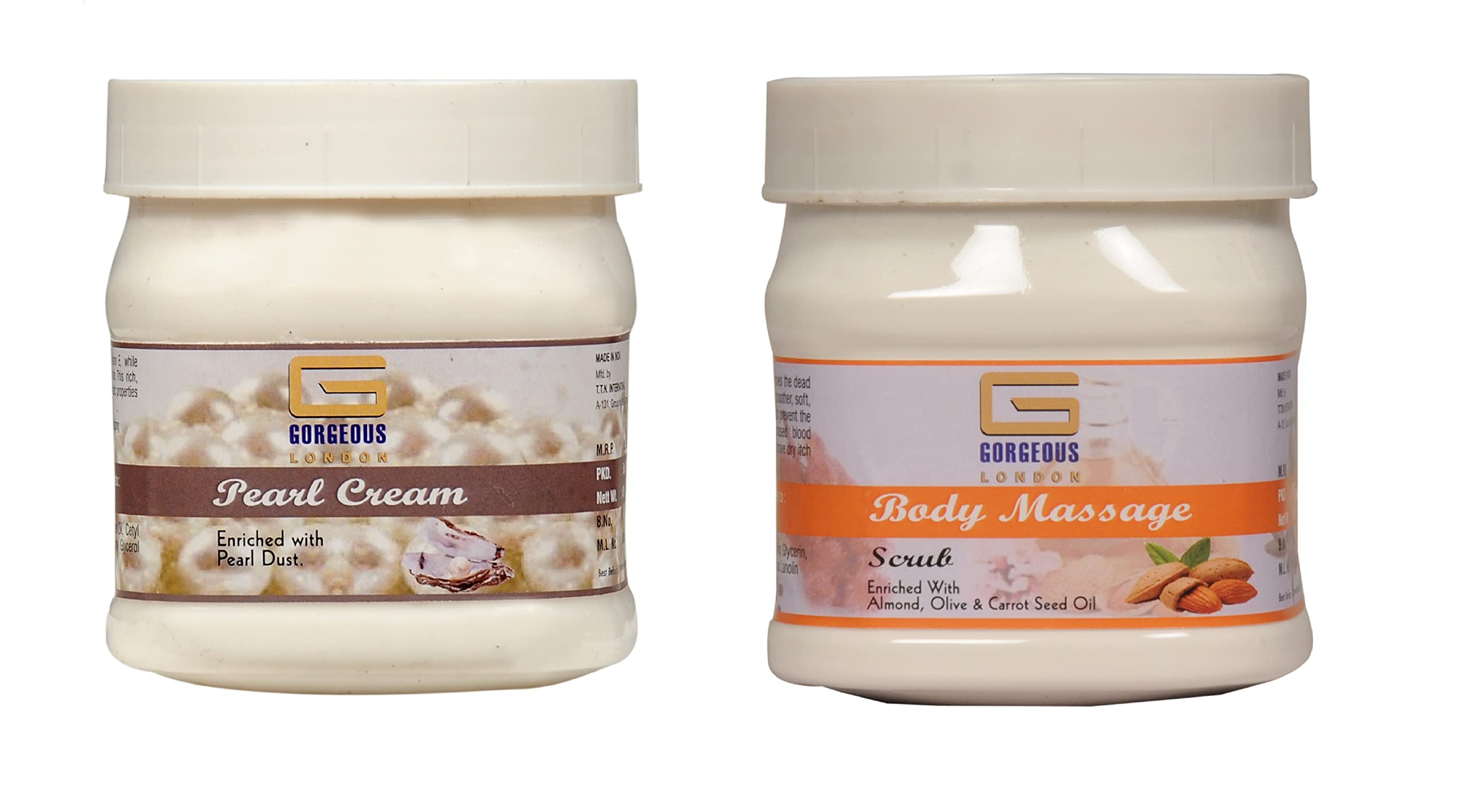 London Pearl Cream & Body Massage Scrub Set - 2 Pack (450ml Each) for Exfoliating & Moisturizing - Perfect for Spa Day & Self-Care Routine