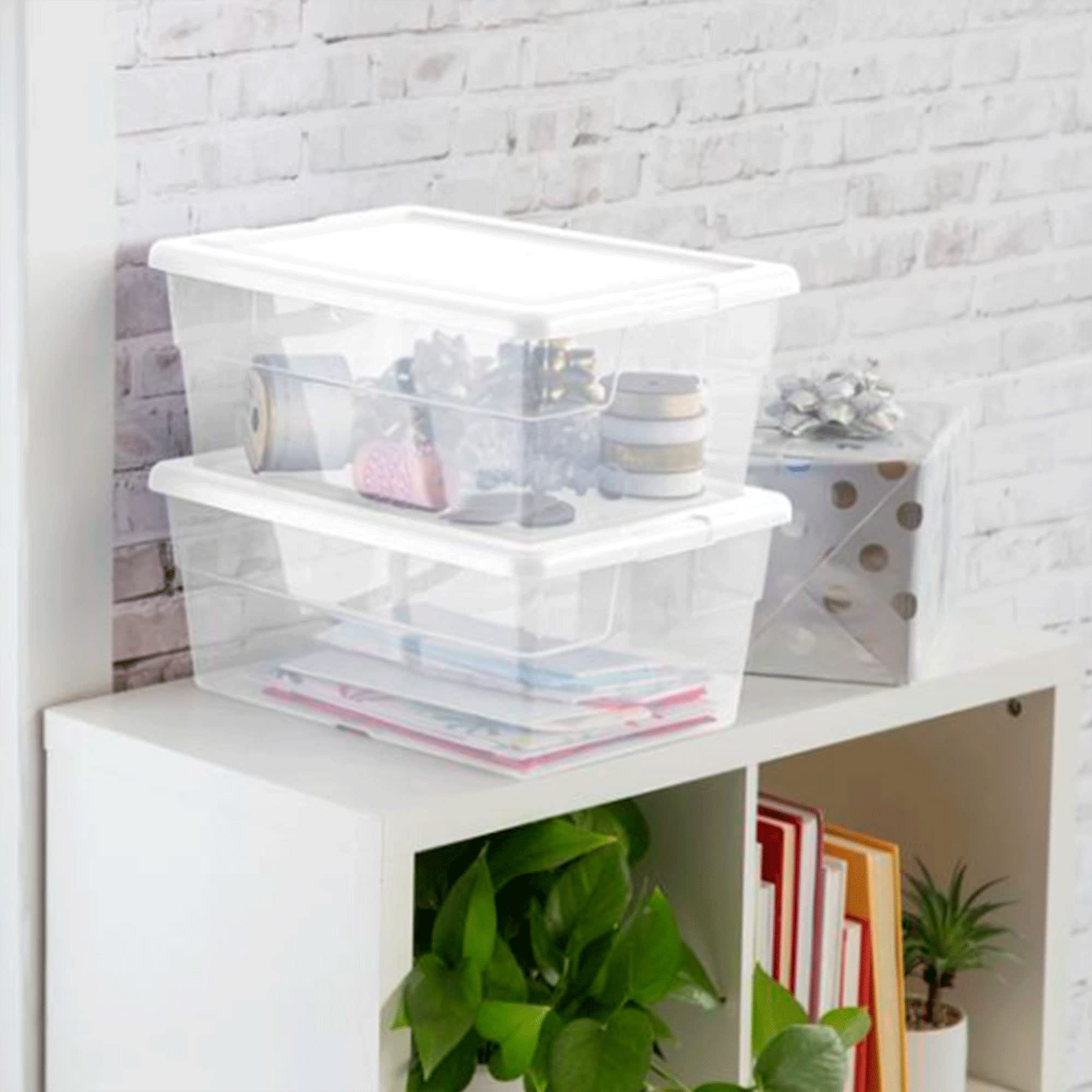 Sterilite 6 Quart & 16 Quart Clear Plastic Storage Containers - 24 Pack Each - Stackable Organizing Bins for Home, Office, Closet & Garage Storage Solutions