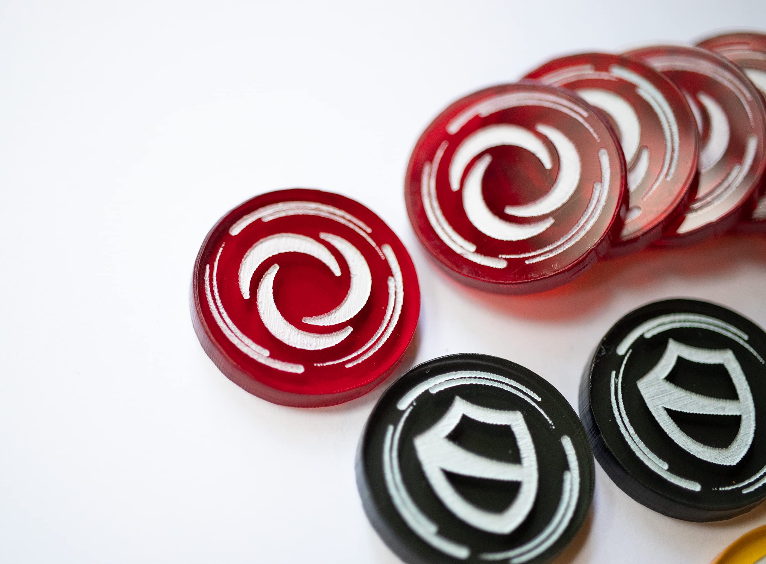 Acrylic Flesh & Blood Game Tokens - 6 Resource, 3 Attack, 3 Armor for TCG Battles