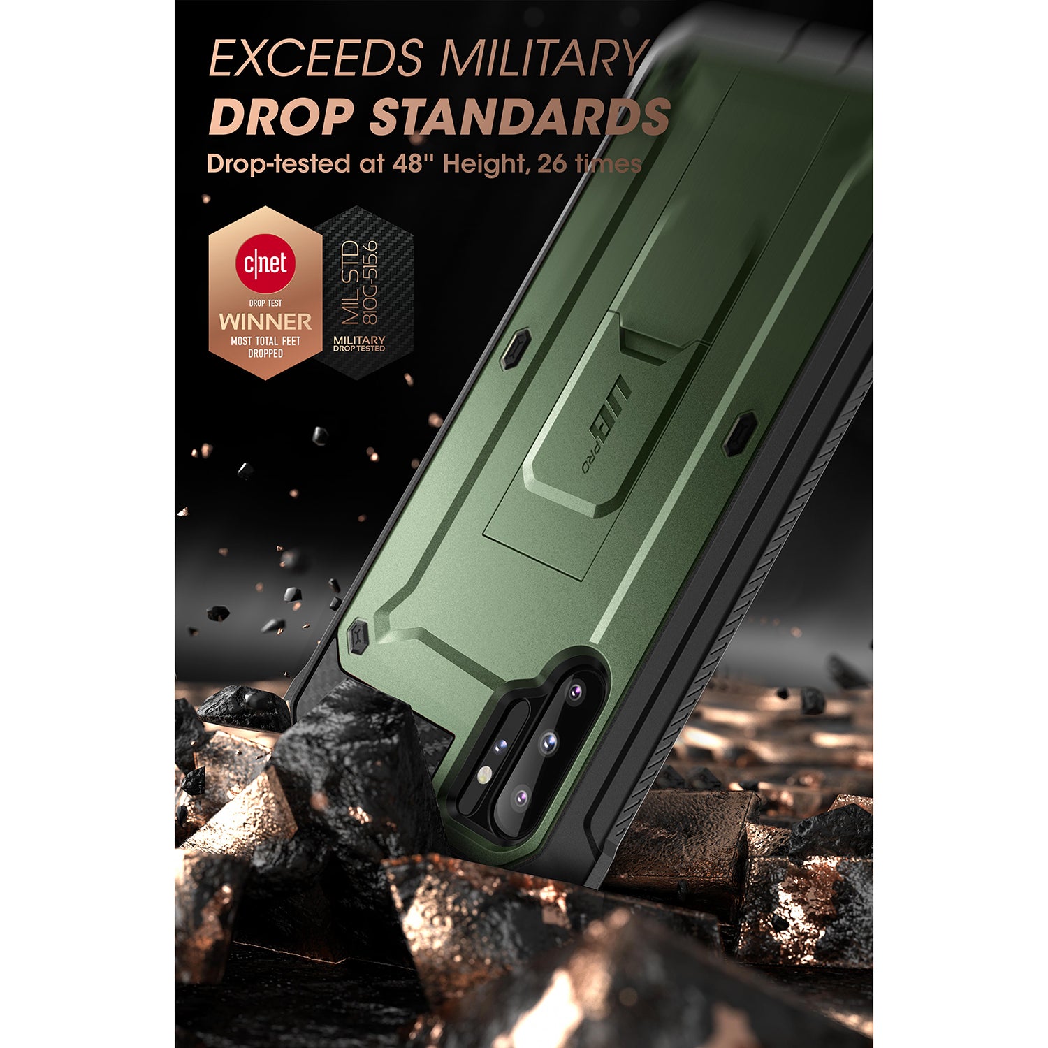 Samsung Galaxy Note10 Plus / Note10 Plus 5G Unicorn Beetle Pro Full-Body Rugged Protective Case - Dark Green | Shockproof & Drop Protection for Outdoor, Work & Travel