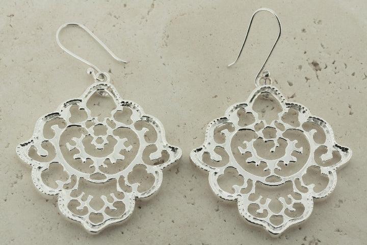 Ornate Shield Drop Earrings for Women - Elegant Vintage Dangle Jewelry for Parties, Weddings & Special Occasions