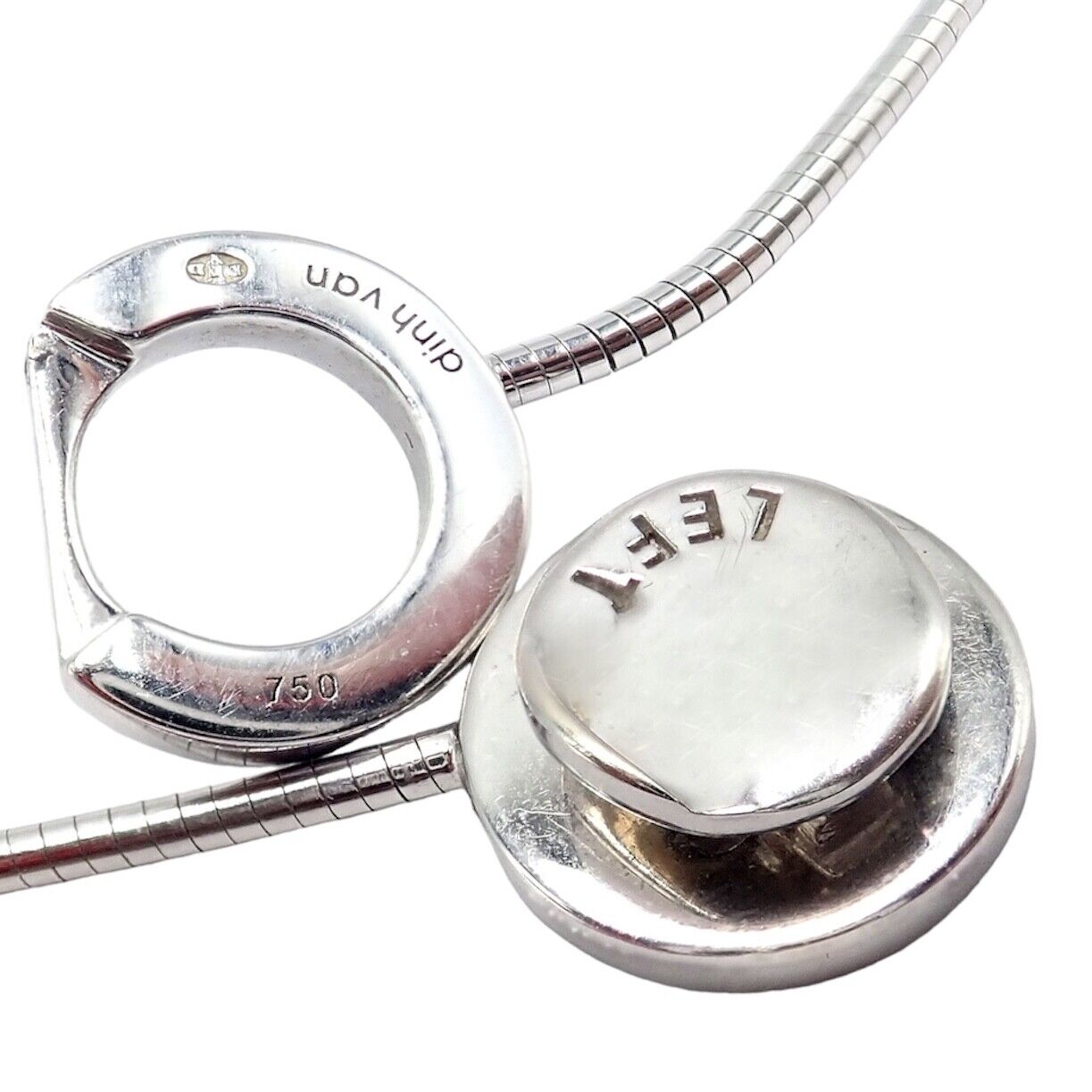 Authentic Dinh Van 18k White Gold Diamond Ombre De Lune Necklace - Luxury Modernist Jewelry for Women, Perfect for Evening Gala & Special Occasions