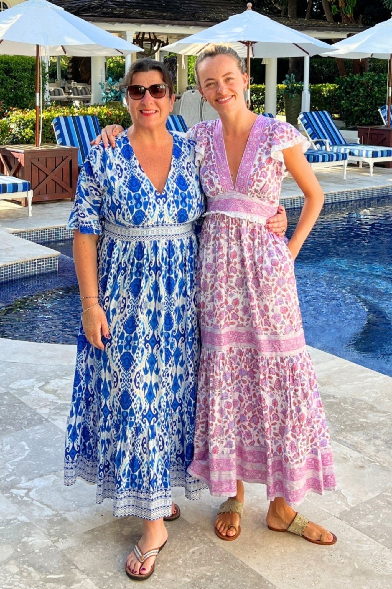 Lena EcoVero™ Sustainable Women's Dress - Blue and White Ikat Print | Perfect for Summer Outfits, Beach Vacations & Casual Wear