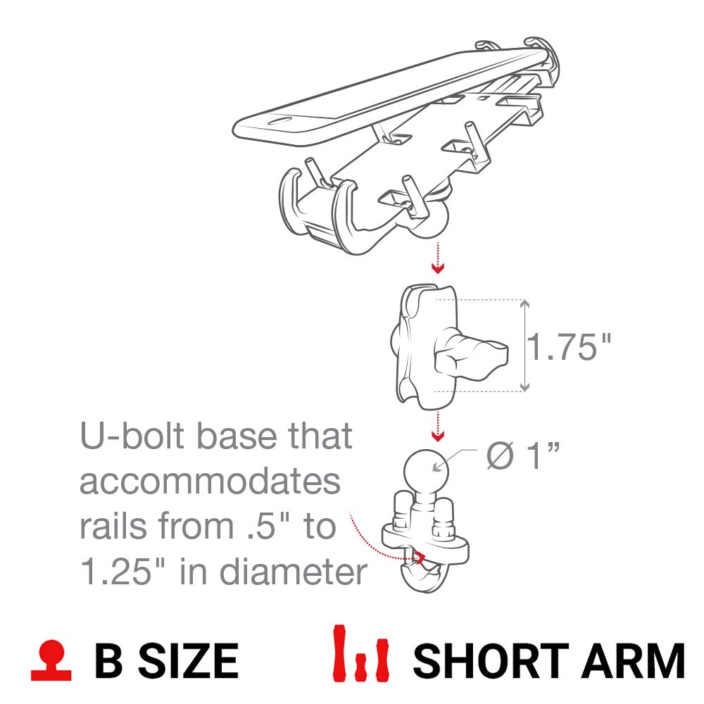 RAM Universal Handlebar Mount for Smartphone - Secure Bike & Motorcycle Phone Holder for GPS Navigation & Outdoor Adventures