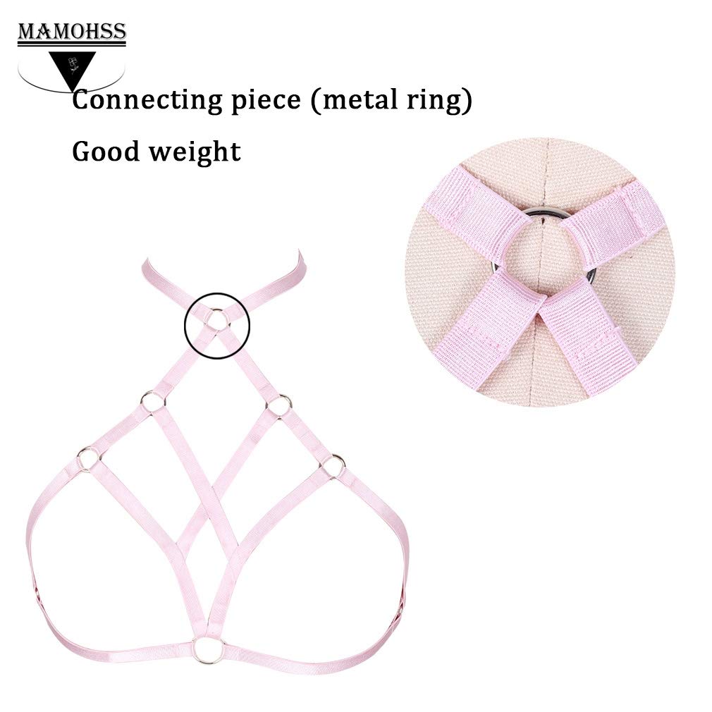 MAMOHSS Women's Elastic Cupless Hollow Out Strappy Body Harness Cage Bra - Sexy Festival Rave Wear, Bachelorette Party, Nightclub Outfit, Cosplay Costume Accessory