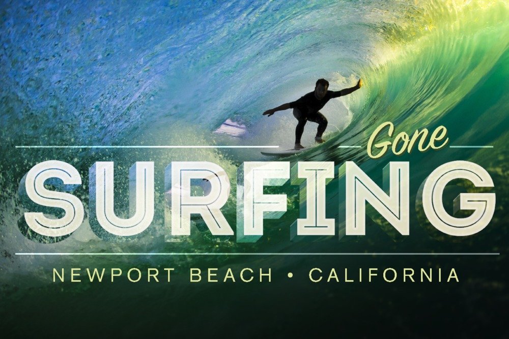 California Surfer in Wave - Newport Beach Surfing Metal Art - 12x18 Gallery Quality Aluminum Wall Decor for Beach House, Surf Shop & Coastal Living Room