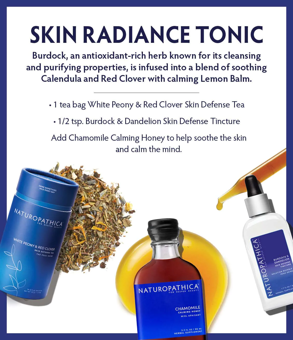 Naturopathica White Peony & Red Clover Skin Defense Tea - Organic Herbal Tea for Glowing Skin & Antioxidant Support | Perfect for Daily Wellness & Relaxation