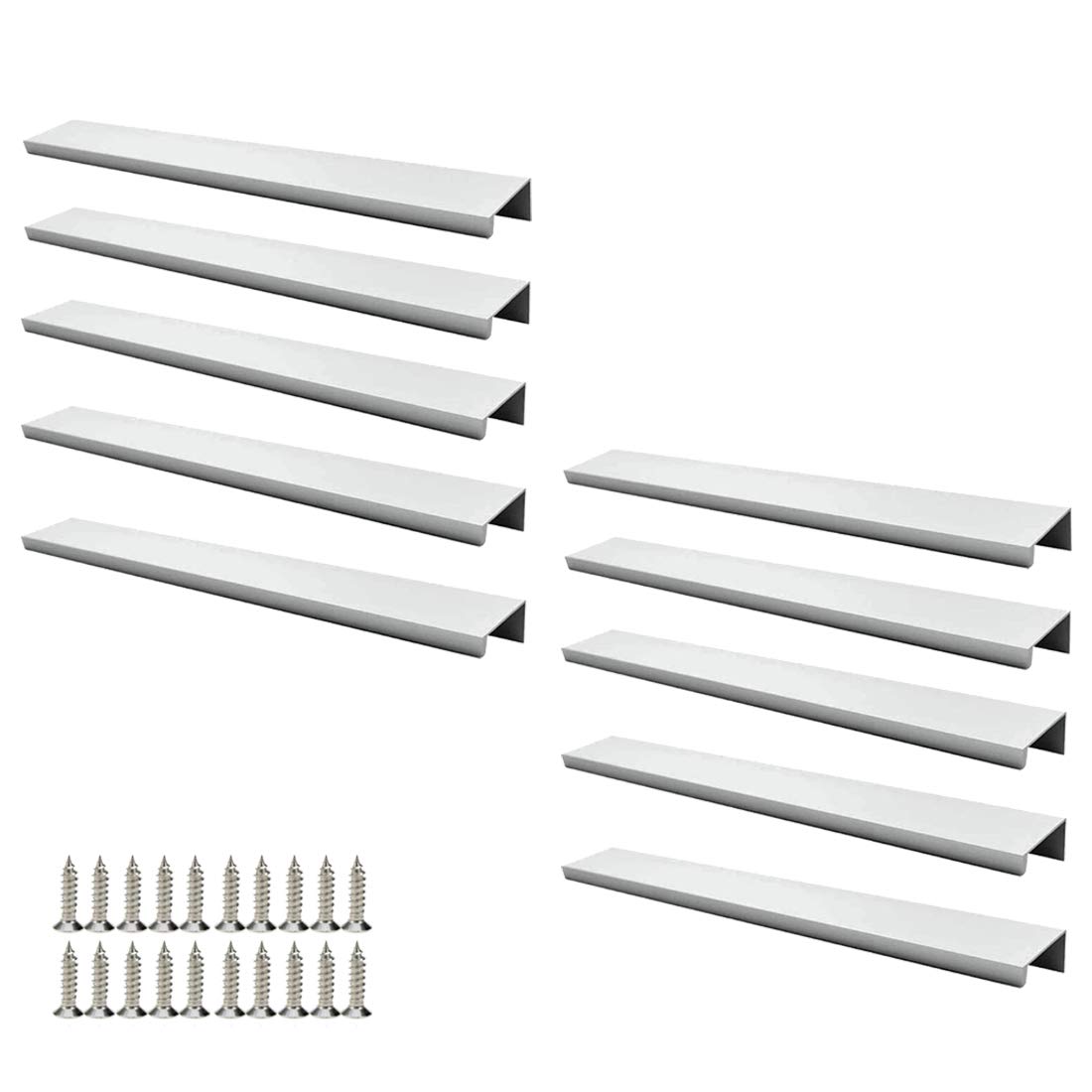 LICTOP 10-Pack Silver Cabinet Finger Pulls - 300mm/11.8