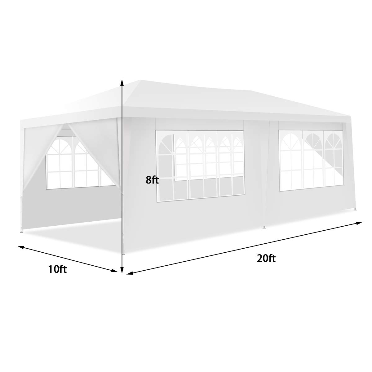 ORALNER 10'x20' White Outdoor Canopy Tent with 6 Removable Sidewalls & Carrying Bag - Heavy Duty Wedding Party Tent, Camping Gazebo Pavilion for Patio, Garden, Backyard - Perfect for Outdoor Events, Picnics, and Family Gatherings