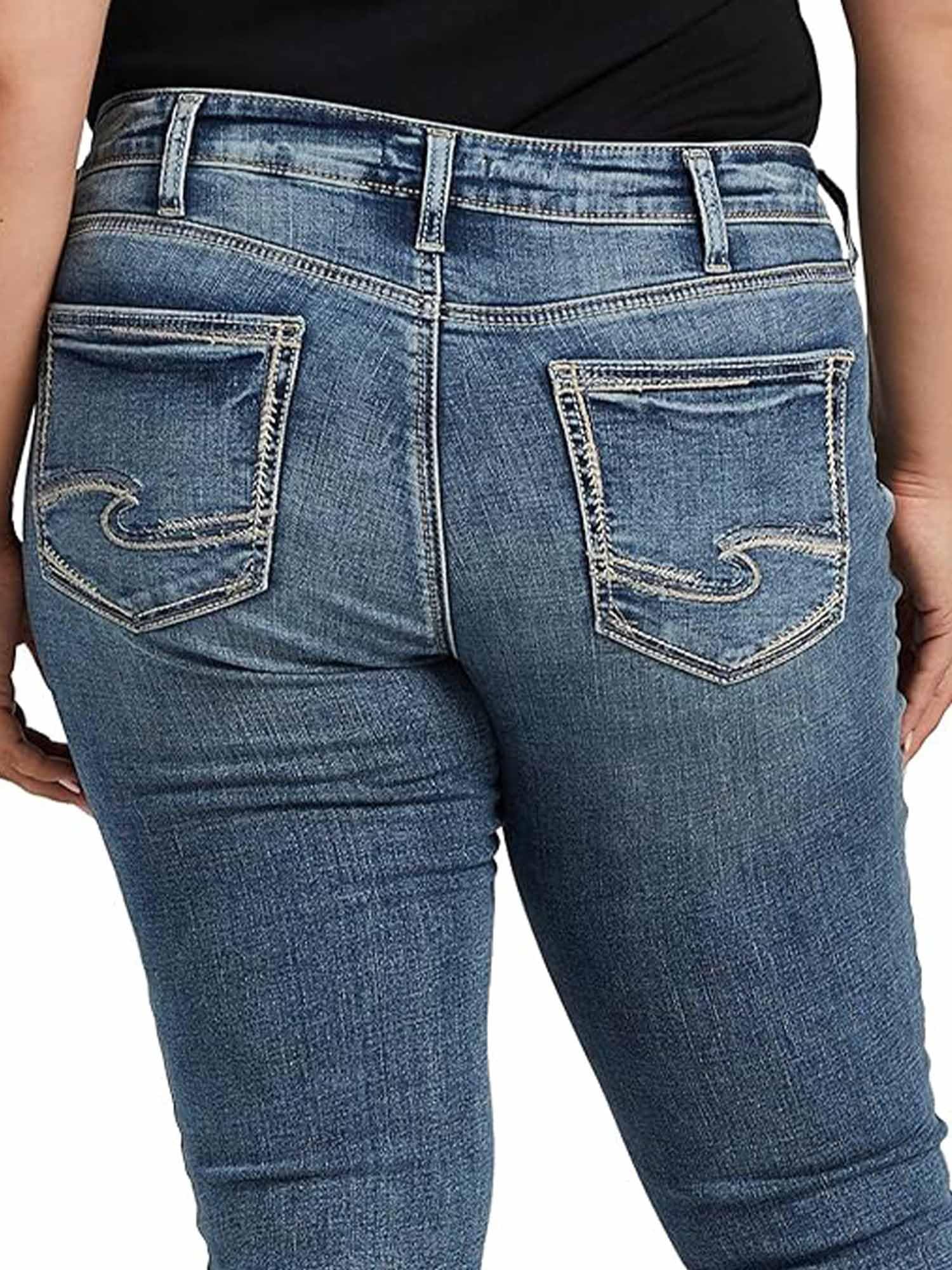 Silver Jeans Co. Women's Plus Size Suki Mid Rise Curvy Fit Skinny Jeans - Stretch Denim Pants for Curvy Women | Perfect for Casual Wear, Office & Night Out