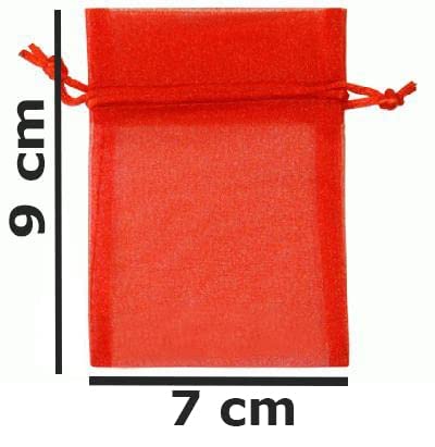 7X9 cm Small Red Organza Potli Bags - Elegant Jewelry Pouch for Wedding Party Favors, Return Gifts & Special Occasions | Perfect for Bridal Shower, Birthday Celebrations & Festival Gifting