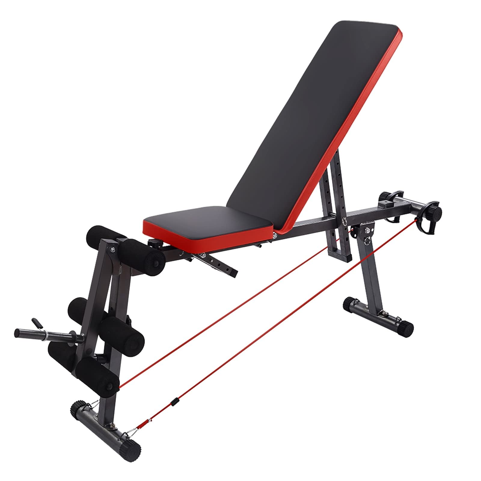 Adjustable Weight Bench for Home Gym - Incline Decline Workout Bench with Backrest & Resistance Bands | Heavy Duty Steel Construction | Easy Assembly | Perfect for Strength Training, Sit-Ups & Full-Body Exercises
