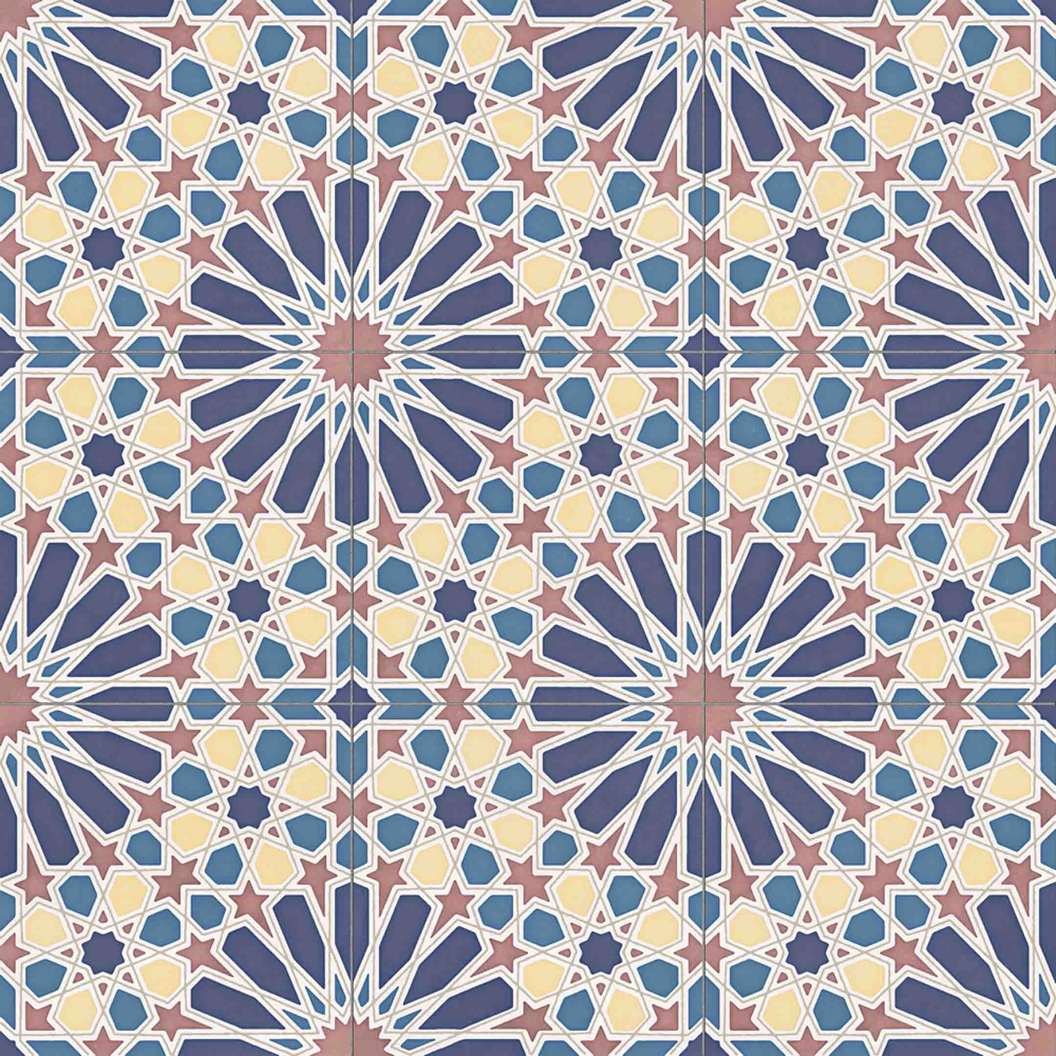 Alhambra Spanish Encaustic Cement Tile - Handmade Floor & Wall Tile for Kitchen, Bathroom, and Patio Decor