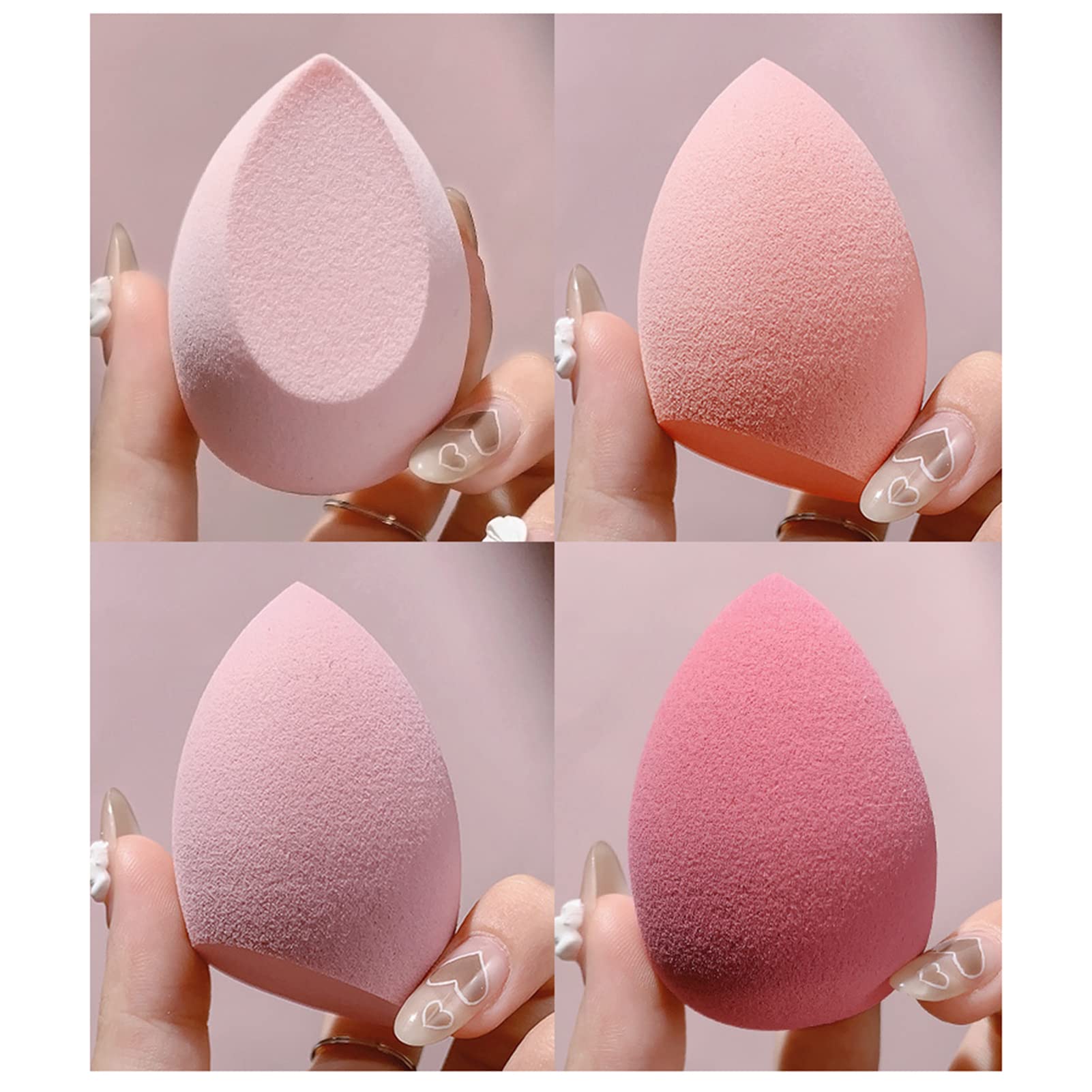 4-Piece Beauty Blender Sponge Set - Dry & Wet Makeup Sponge Puff for Flawless Foundation & Concealer Application - Perfect for Everyday Makeup, Travel & Professional Use