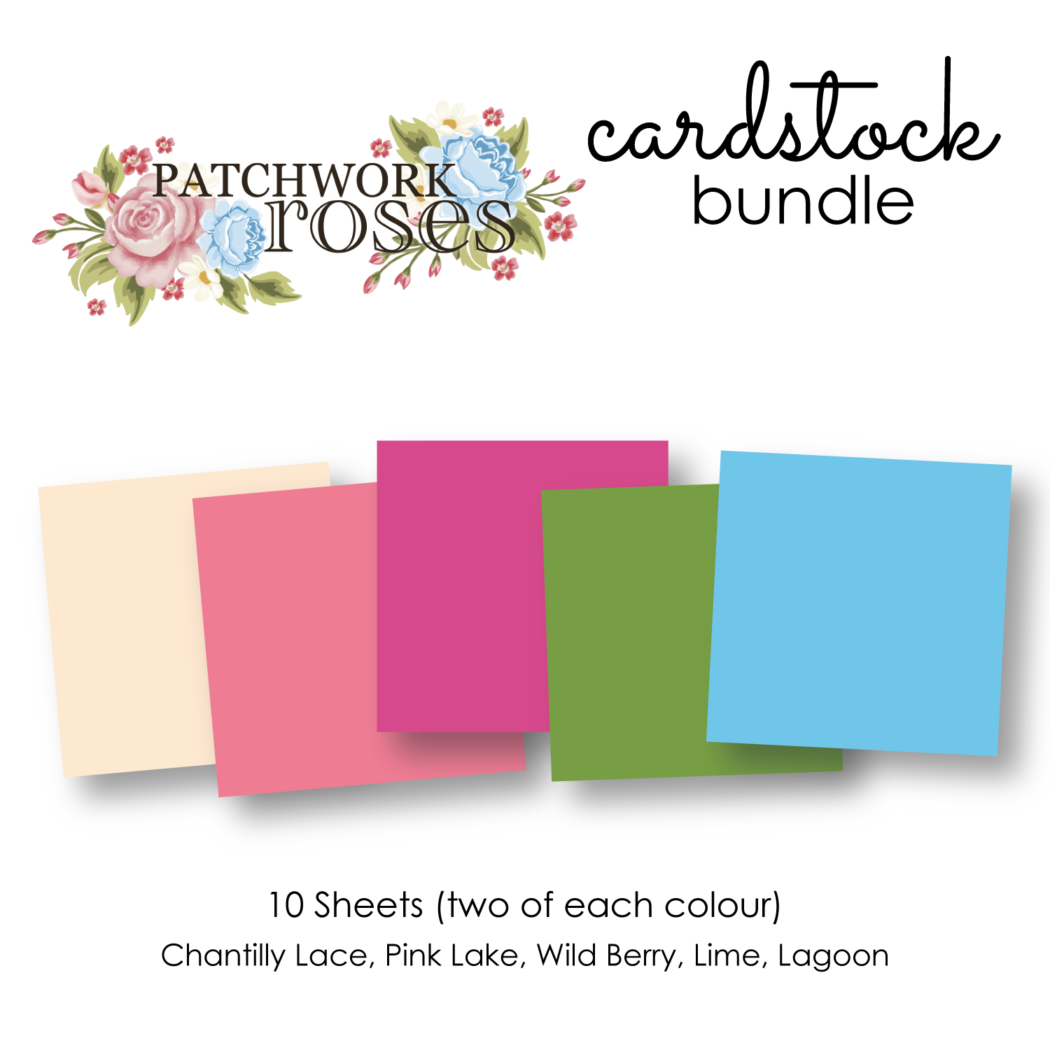 12 x 12 Inch Patchwork Roses Patterned Cardstock Paper Bundle - 50 Sheets for Scrapbooking, Card Making, and DIY Craft Projects