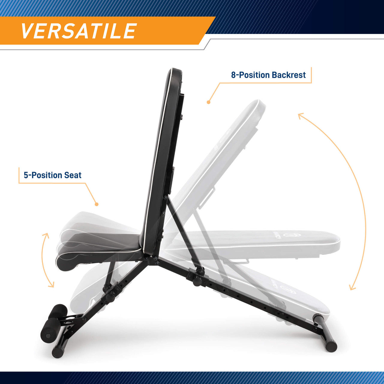 Marcy SB-7485 Utility Bench - Adjustable Weight Bench for Home Gym, Strength Training & Full-Body Workouts - Perfect for Dumbbell Exercises, Sit-Ups & Fitness Training