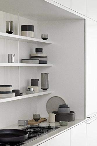 Blomus PILAR 6 oz Tea Cups and Saucers Set of 2 - Premium Pewter Finish in Charcoal - Perfect for Afternoon Tea, Coffee Break or Gift Giving