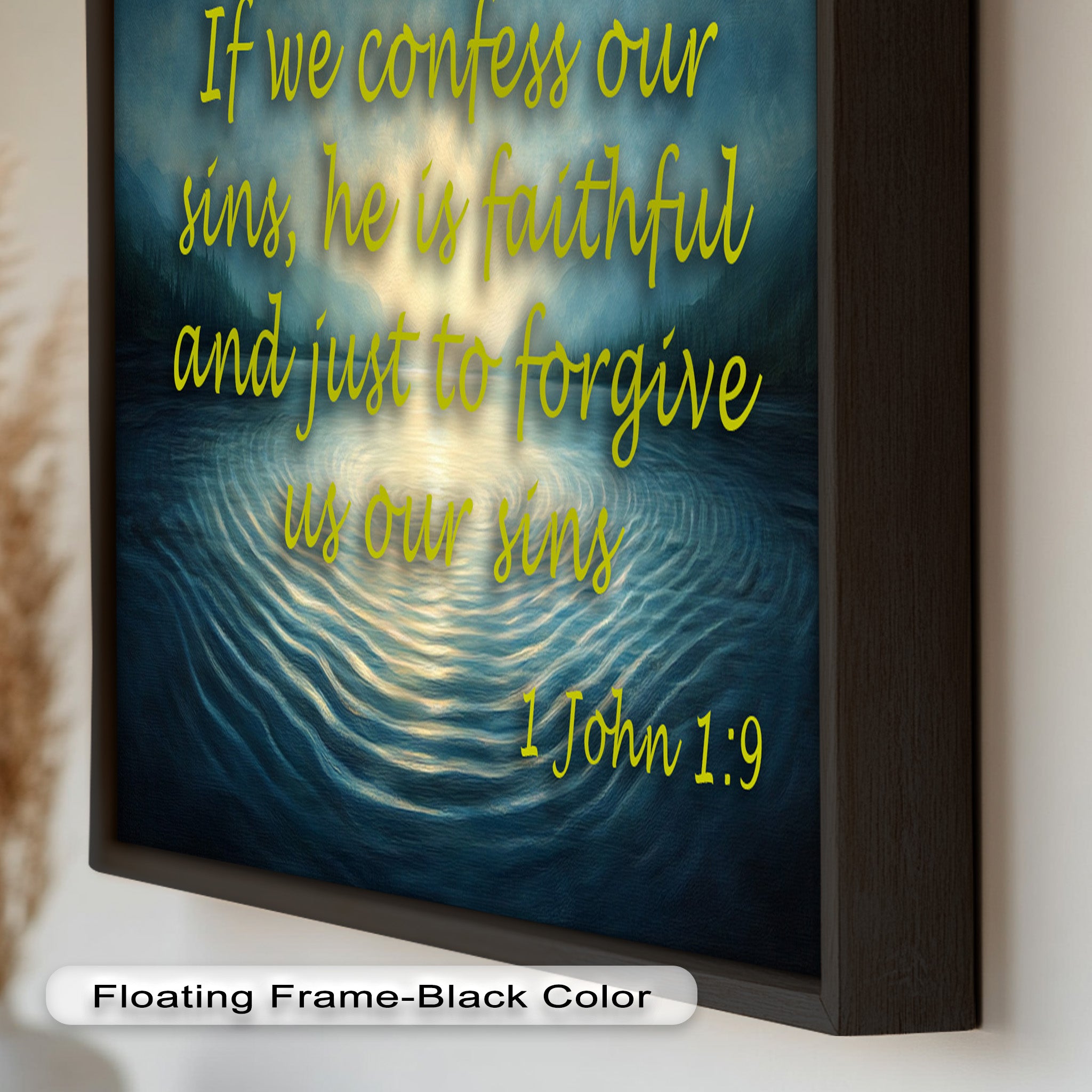 1 John 1:9 Bible Verse Oil Painting - Christian Faith Wall Art Decor for Home, Church & Office - Inspirational Scripture Canvas Print