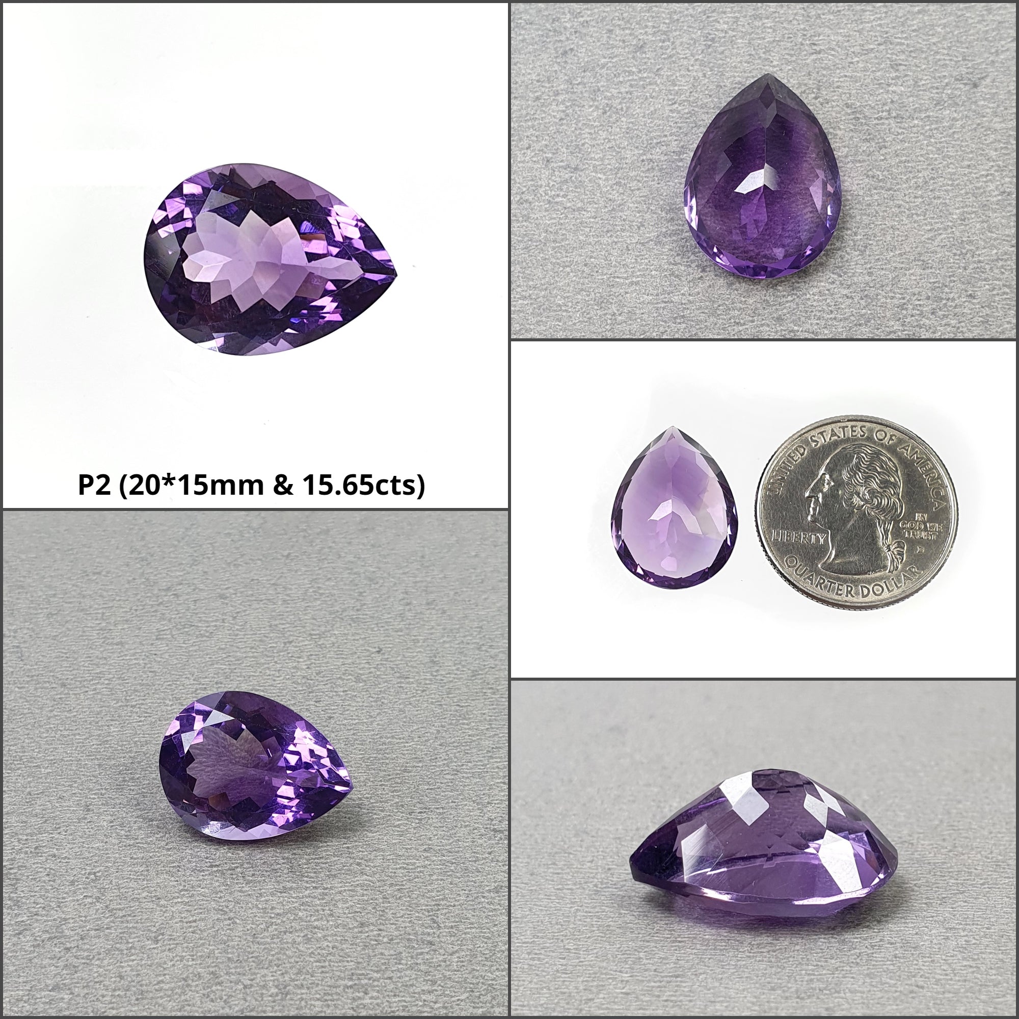 Natural Untreated Purple Amethyst Quartz Gemstone - Pear & Triangle Cut for Jewelry Making, Healing Crystals & Home Decor