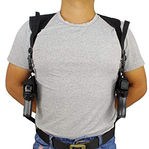 Tactical Dual Pistol Shoulder Holster - Adjustable Concealed Carry for Glock 17 18 19 23 - Left & Right Hand Compatible - Military & Law Enforcement Use - Perfect for Outdoor Activities, Hunting & Personal Protection
