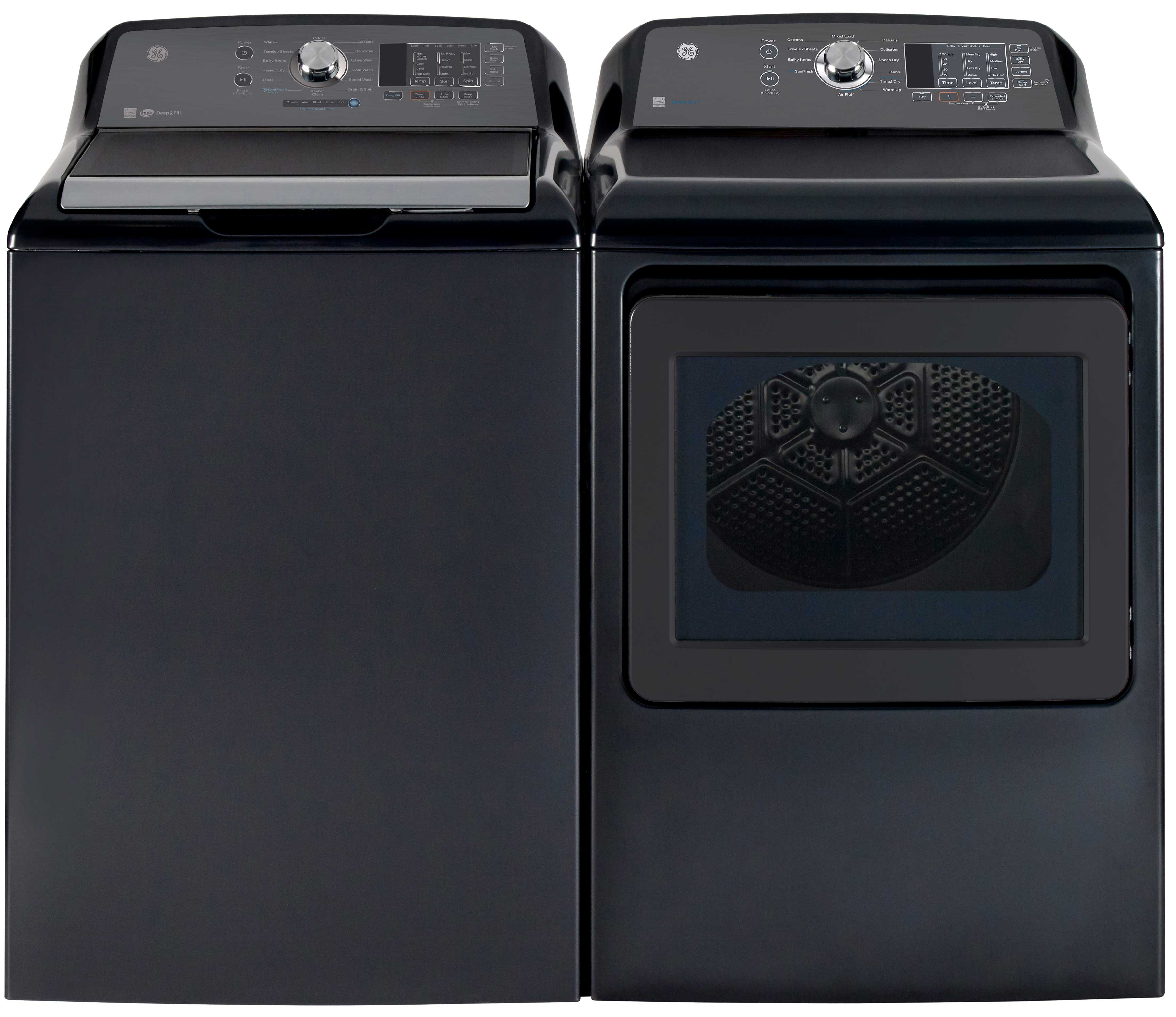 GE GTW680BMRDG 5.3 cu ft Diamond Grey Top Load Washer & GTD65EBMRDG 7.4 cu ft Electric Dryer Set - Laundry Appliances for Large Families, Apartments & Energy-Efficient Homes