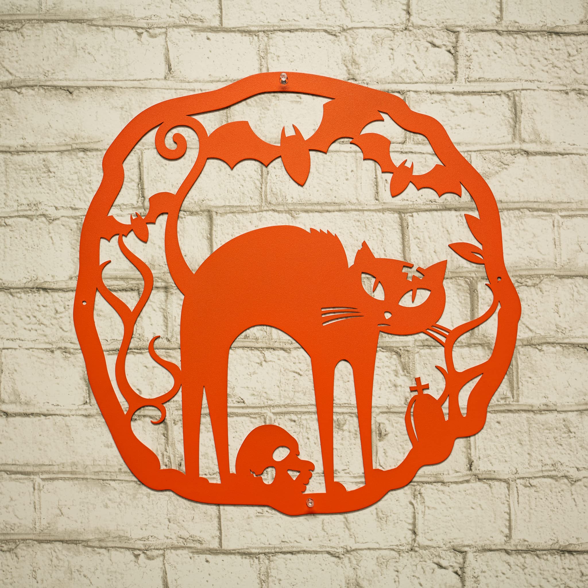 RealSteel Halloween Wreath Decor - Indoor/Outdoor Front Door Sign & Wall Hanging for Spooky Holiday Decorations - Perfect for Porch, Party & Haunted House Themes