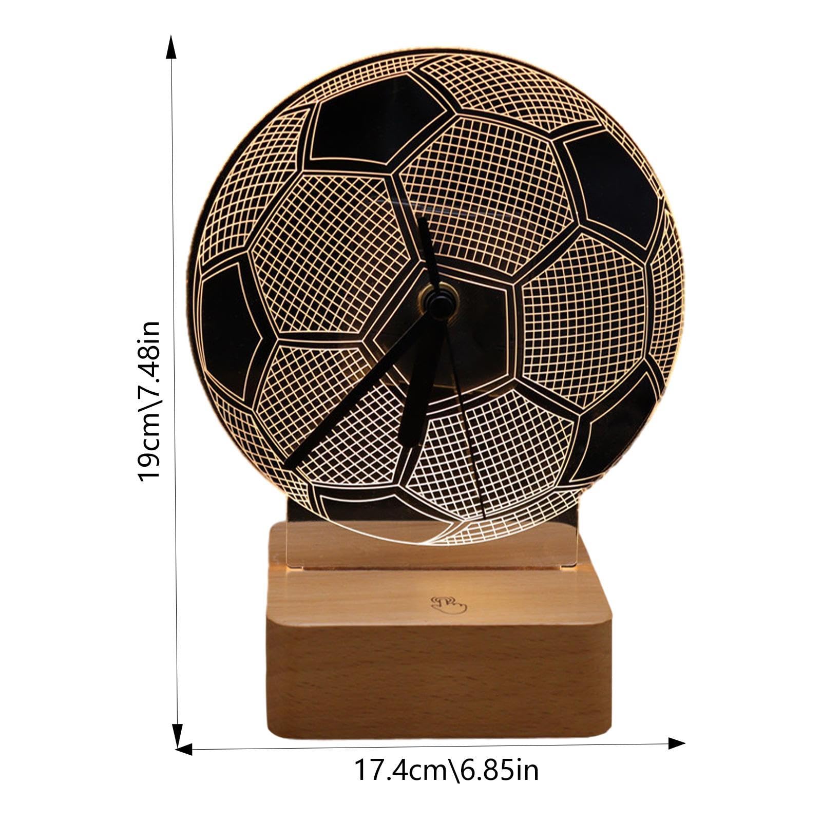 Soccer Desk Lamp with Wooden Base - Touch Control Acrylic Football Night Light for Boys Room Decor - Perfect Gift for Soccer Fans, Bedroom, Study & Game Room Lighting