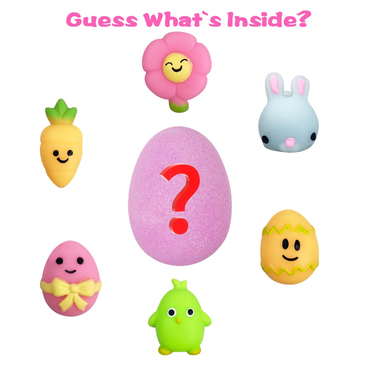 Jofan 6-Pack Easter Bubble Bath Bombs with Surprise Squishy Toys Inside - Fun Easter Gifts for Kids, Girls & Boys - Perfect for Easter Basket Stuffers, Bath Time Play & Holiday Celebrations