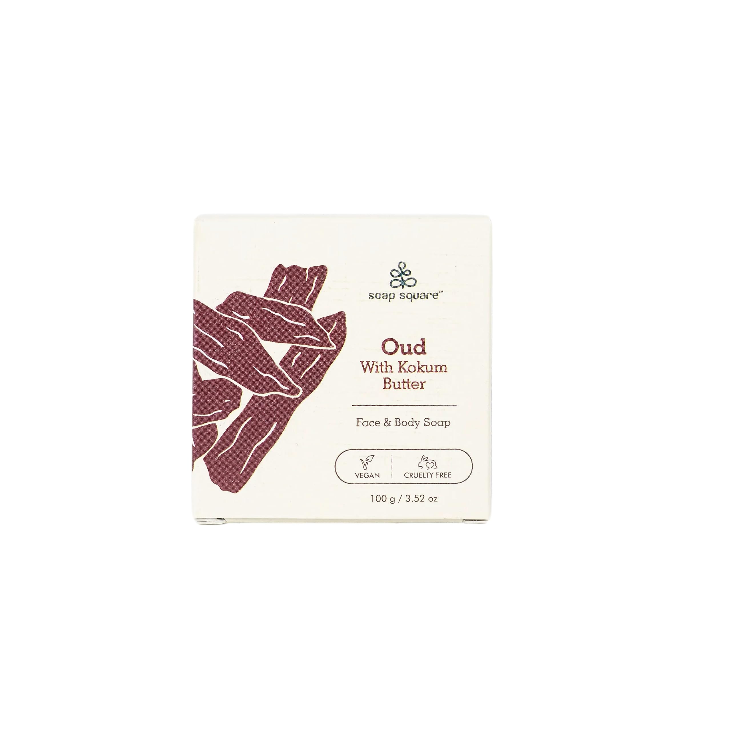 SOAP SQUARE Oud with Kokum Butter Soap - SLS Free, Paraben Free, Cruelty Free Vegan Handmade Soap (100g) - Perfect for Bathing, Skin Care & Luxury Gift Giving - Freshly Made Natural Soap for Spa, Home Relaxation & Special Occasions