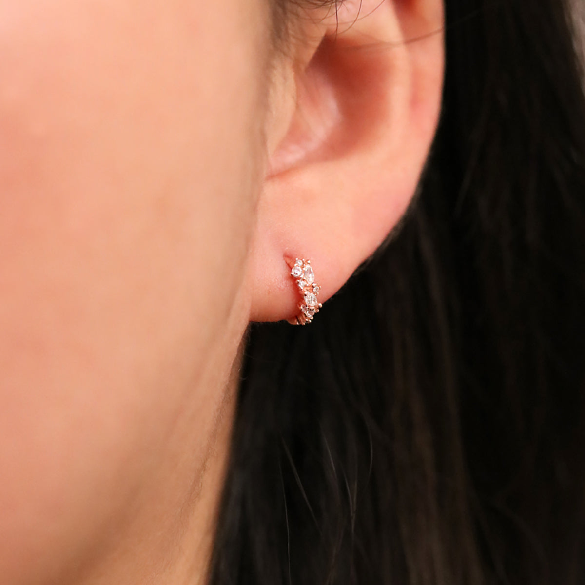 Cubic Cluster Huggie Earrings for Women – Minimalist Gold Hoop Earrings for Everyday Wear | Perfect for Work, Date Night & Gifting