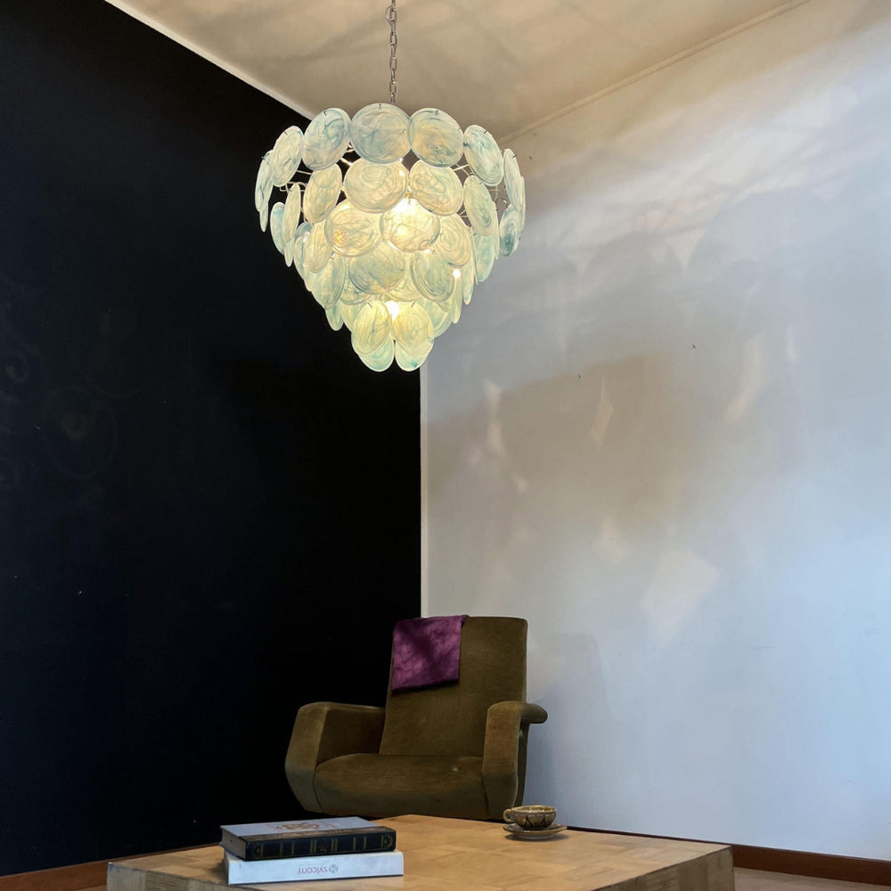 Elegant Camisa Disc Glass Chandelier - Modern Crystal Ceiling Light Fixture for Dining Room, Bedroom, and Living Room Decor
