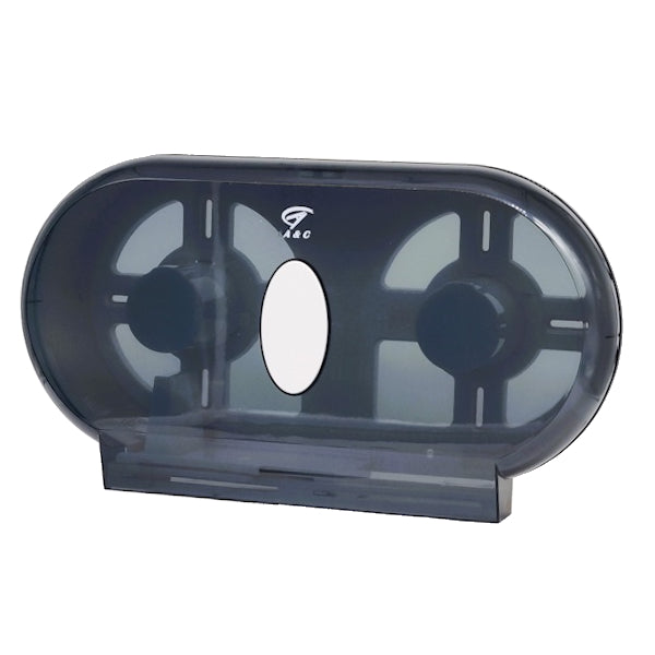 Gentility Black Jumbo Twin Toilet Roll Dispenser - ABS Plastic Bathroom Tissue Holder for Home & Office Use