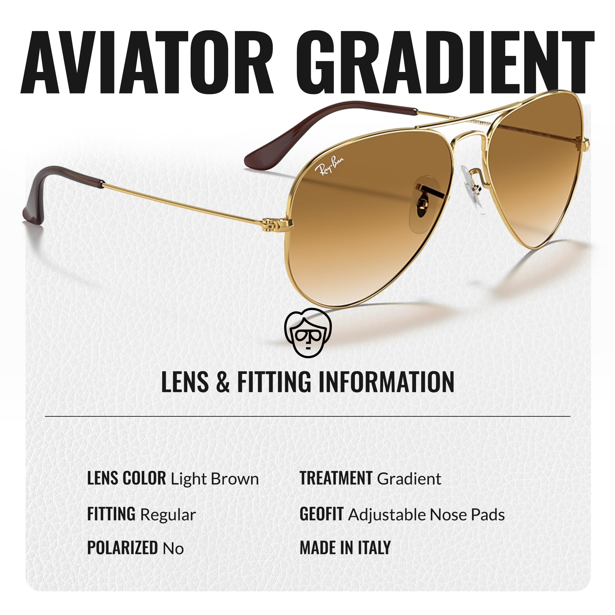 Ray-Ban RB3025 Classic Gradient Aviator Sunglasses with Eyewear Kit - Adjustable Nose Pads - Retro Polarized UV Protection Sunglasses for Men & Women - Perfect for Driving, Travel, and Outdoor Activities