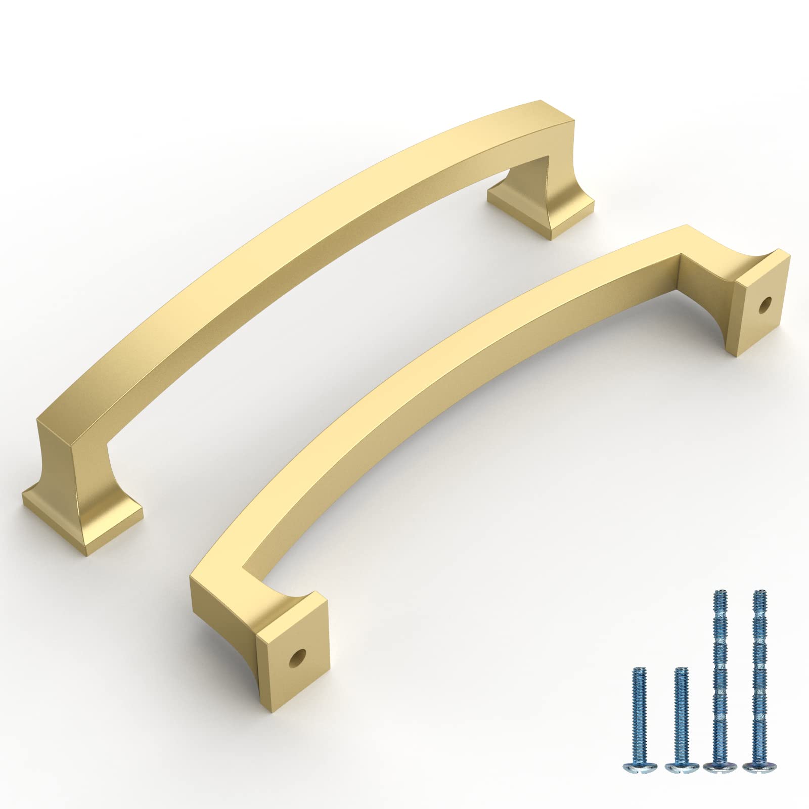 10 Pack 5 Inch (128mm) Brushed Gold Cabinet Handles - Premium Kitchen Cabinet Pulls & Drawer Hardware for Cupboard, Wardrobe, Dresser - Perfect for Home Renovation & Furniture Upgrade