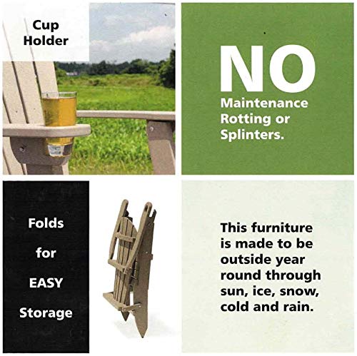 4-Season Foldable Adirondack Chair with Cup Holder - 100% Recycled Poly Lumber, All-Weather Outdoor Furniture for Patio, Garden, Poolside & Camping (Purple)
