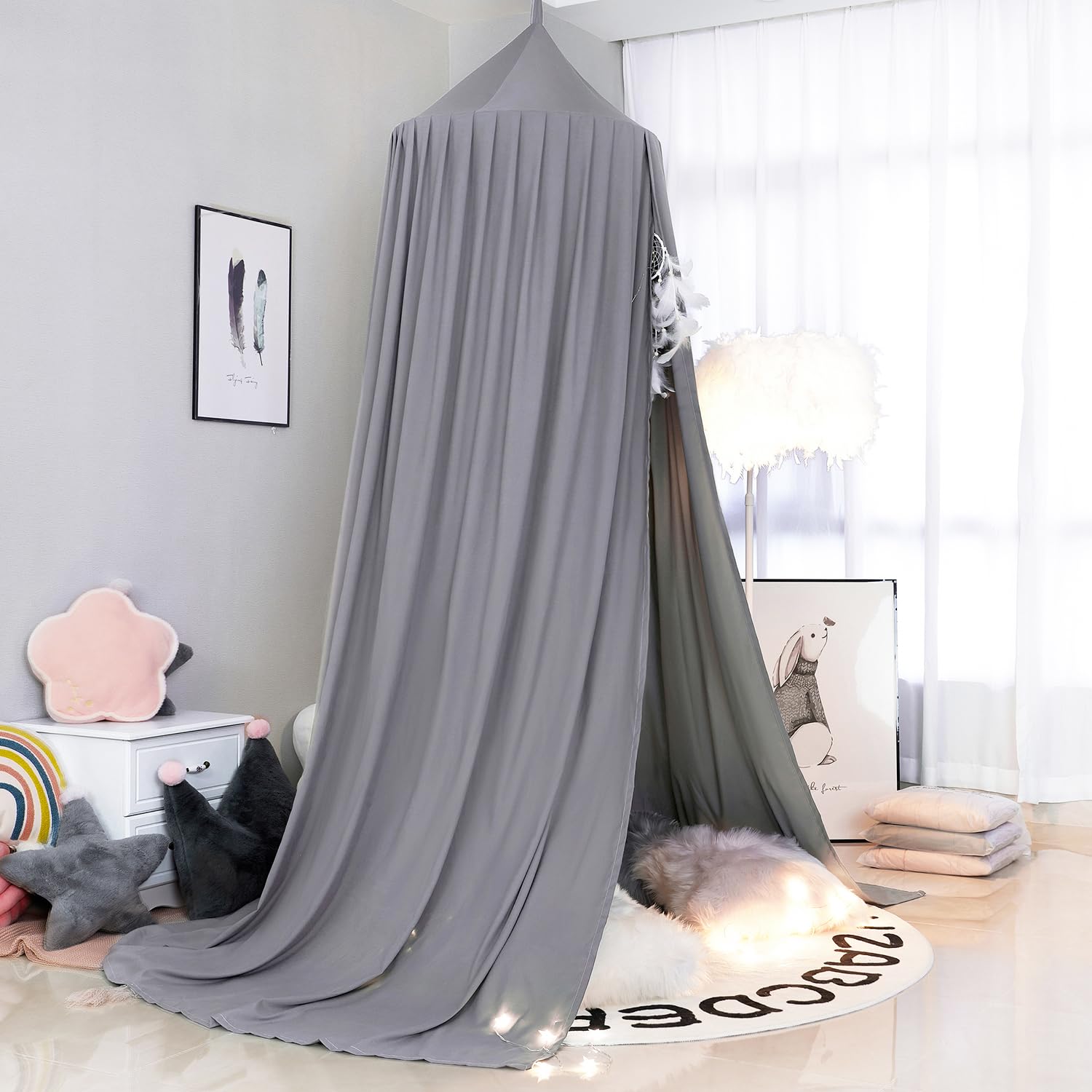 HggTjj Princess Bed Canopy for Girls - Dreamy Mosquito Net with Fairy Lights - Perfect for Kids' Bedroom Decor, Birthday Gifts & Sleepovers