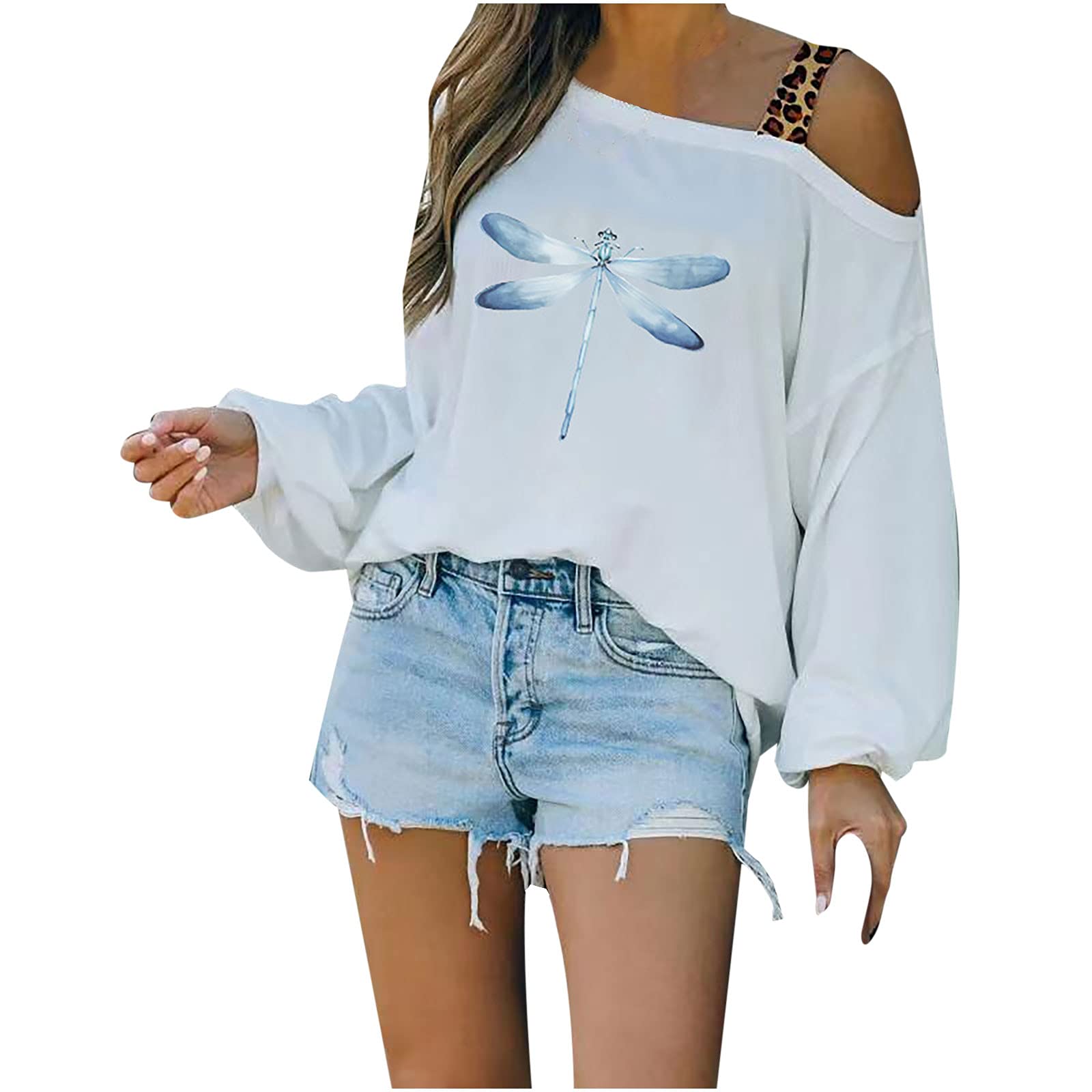 Trendy Women's Casual Printed Blouse - Loose Fit Long Sleeve Hollow Out T-Shirt for Everyday Wear, Office & Date Night Outfits