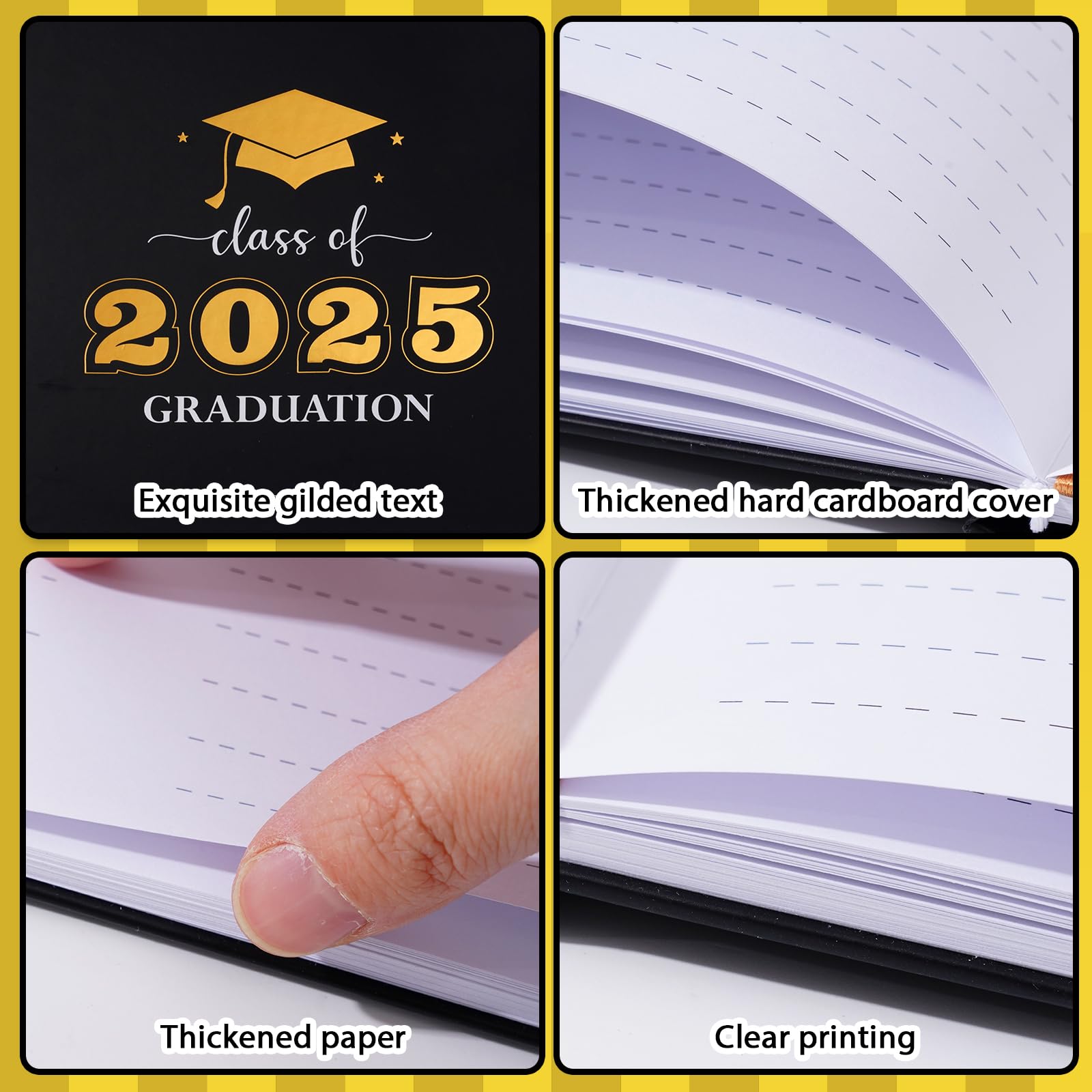 Class of 2025 Graduation Guest Book with Pen - Hardcover Memory Scrapbook for High School & College Graduation Parties - Perfect for Guest Signatures & Graduation Decor (Black) | Great for Graduation Ceremonies, Open Houses & Memory Keeping