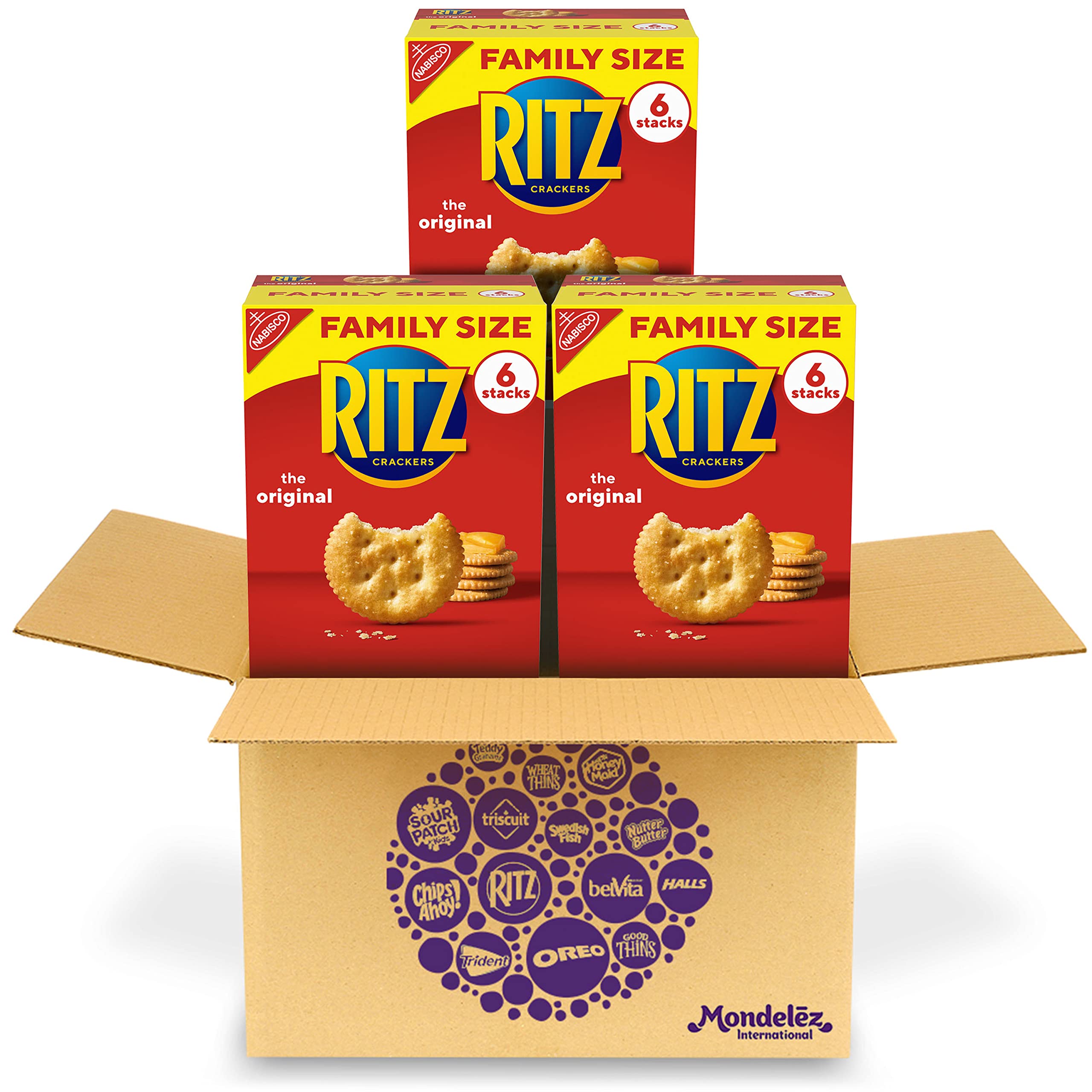 RITZ Original Crackers - Family Size Bulk Pack (3 Boxes) | Crunchy Snacks for Kids & Adults | Perfect for Lunchboxes, Parties & On-the-Go Snacking
