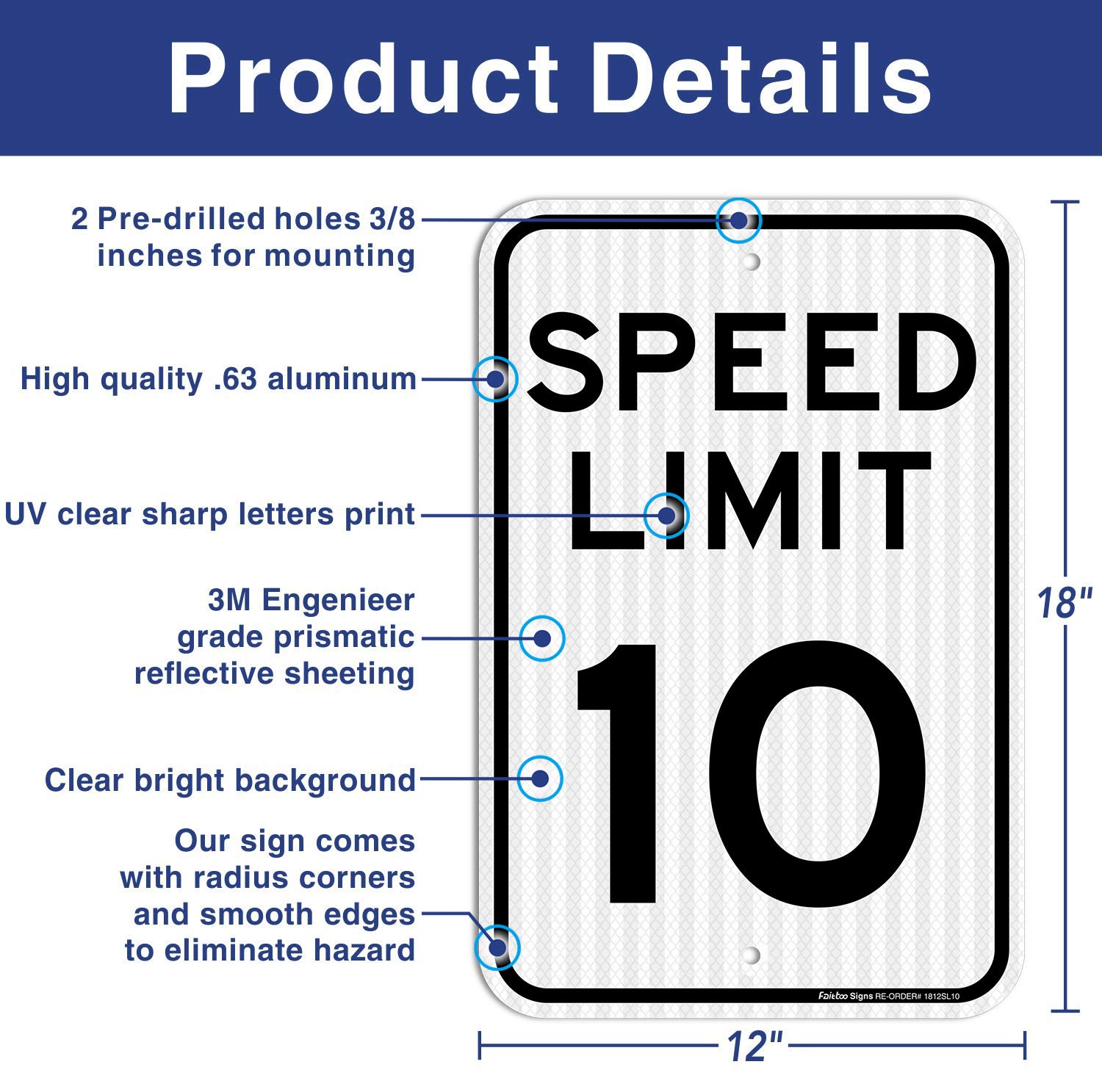 (4 Pack) 10 MPH Speed Limit Sign - 18