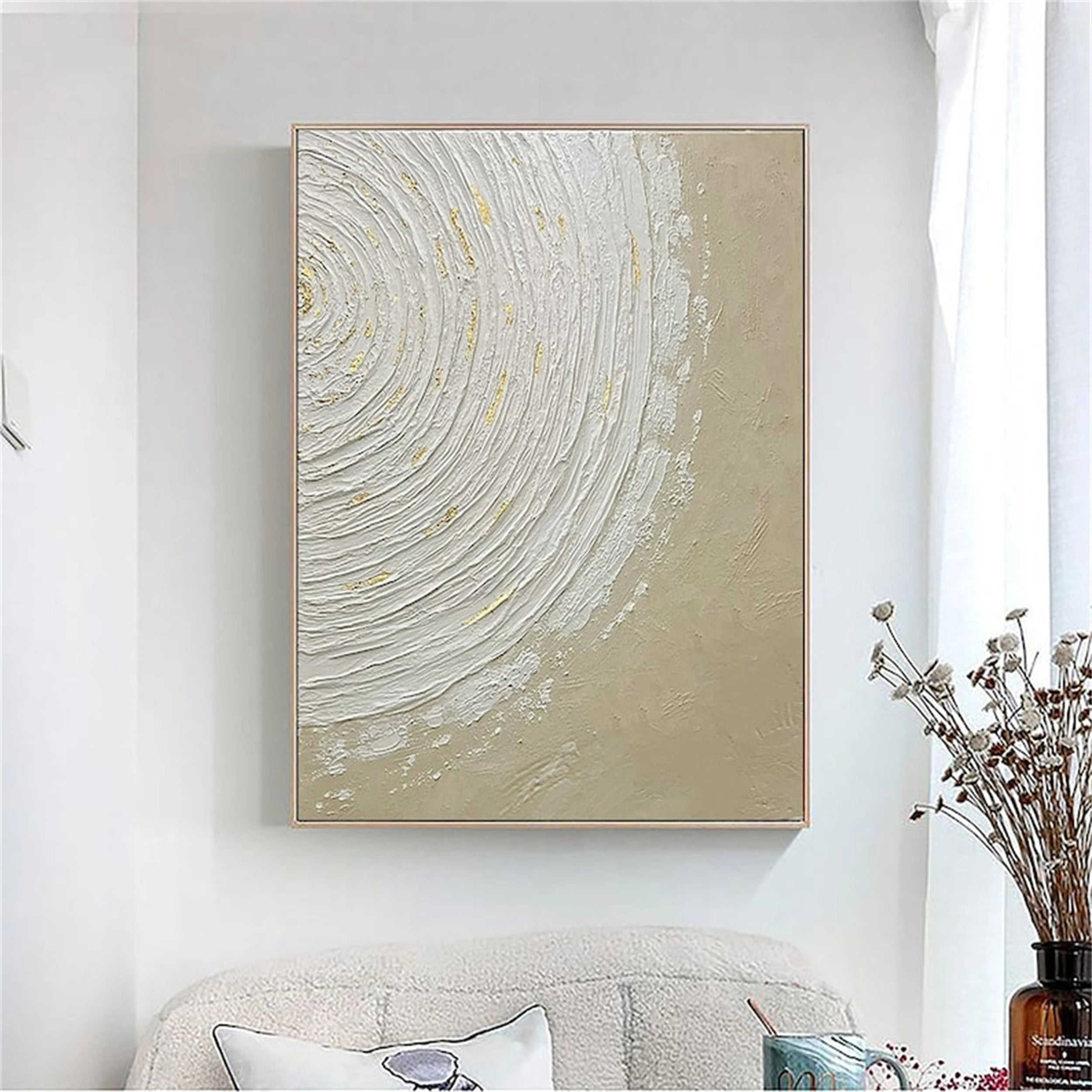 Beige & Brown Abstract Wall Art Canvas Print #BB089 - Modern Home Decor for Living Room, Bedroom & Office