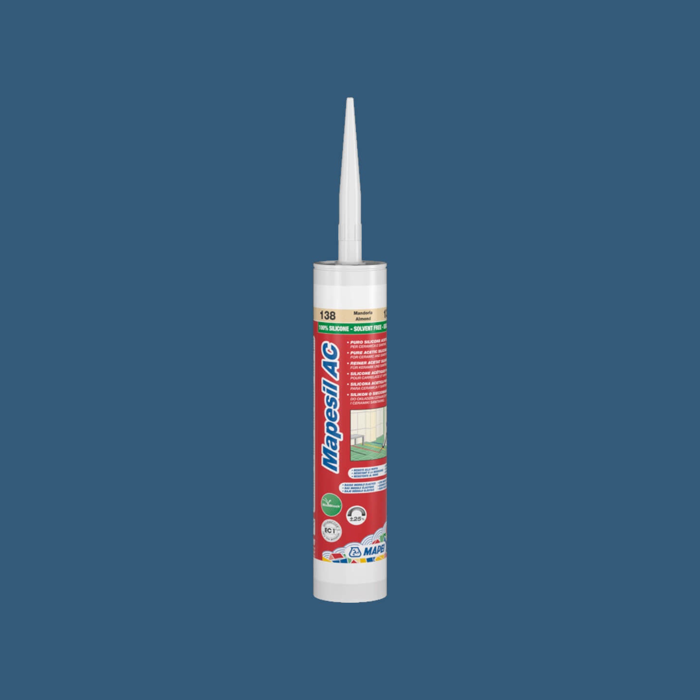Mapei Silicone AC 169 Sealant - 310ml (10.5 oz) Steel Blue - High-Performance Waterproof Sealant for Bathrooms, Kitchens & Windows
