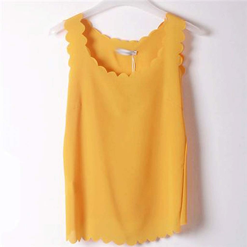 TWDYC Women's Summer Chiffon Sleeveless Ruffled Tank Top - Casual Blouse Vest in Color C, Size S | Perfect for Beach Outings, Date Nights & Summer Vacations