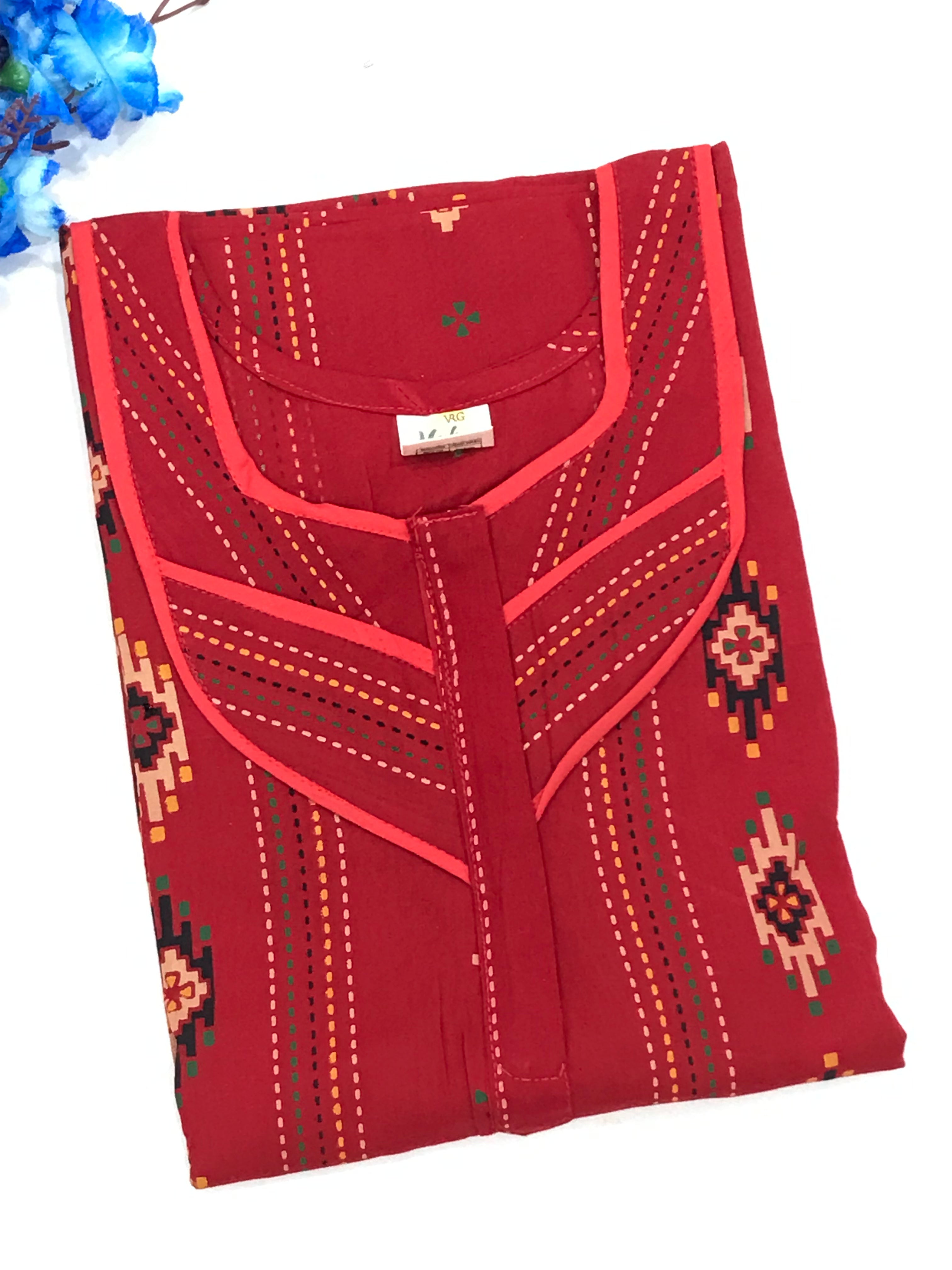 Soft Red Cotton Nightgown for Women - Comfortable Sleepwear for Relaxing at Home or Lounging