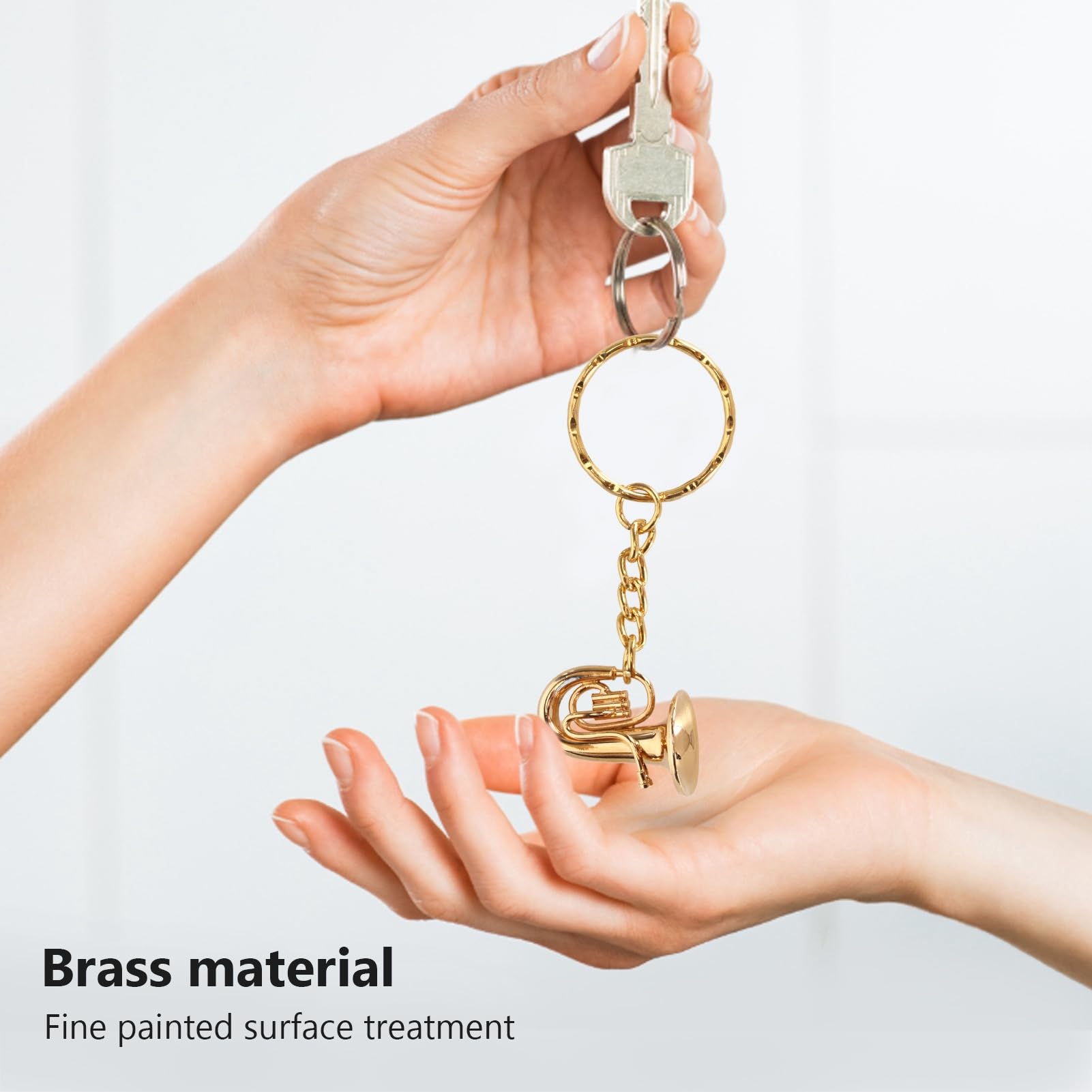 Brass Tuba Keychain - Miniature Golden Musical Instrument Keyring, Perfect Music Lover Gift for Graduation & Birthday - Great for Backpacks, Instrument Cases & Gift Giving